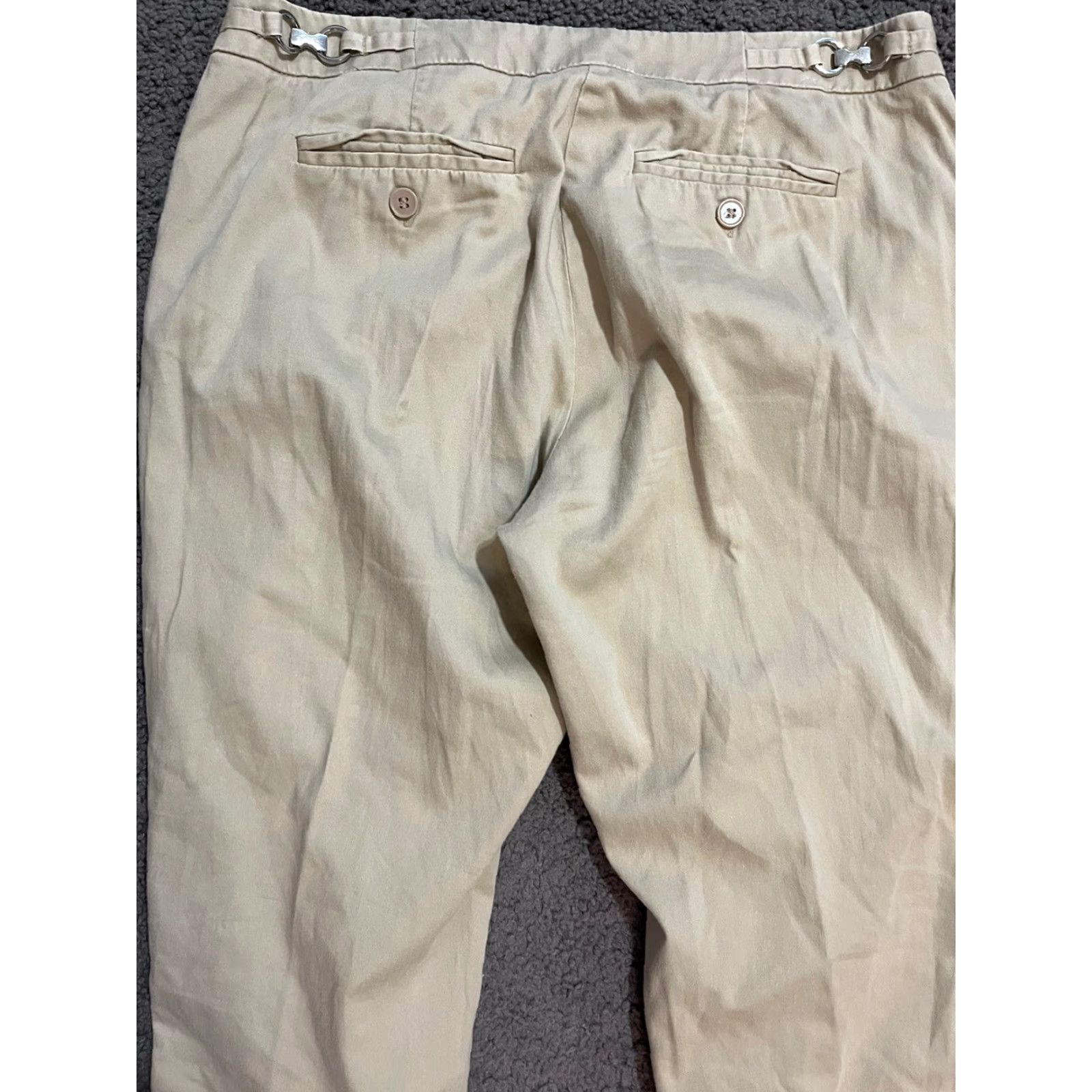 Vintage NY&C Women's Capri Pants Size 8 Beige Solid with Pockets EUC Size ONE SIZE - 4 Thumbnail