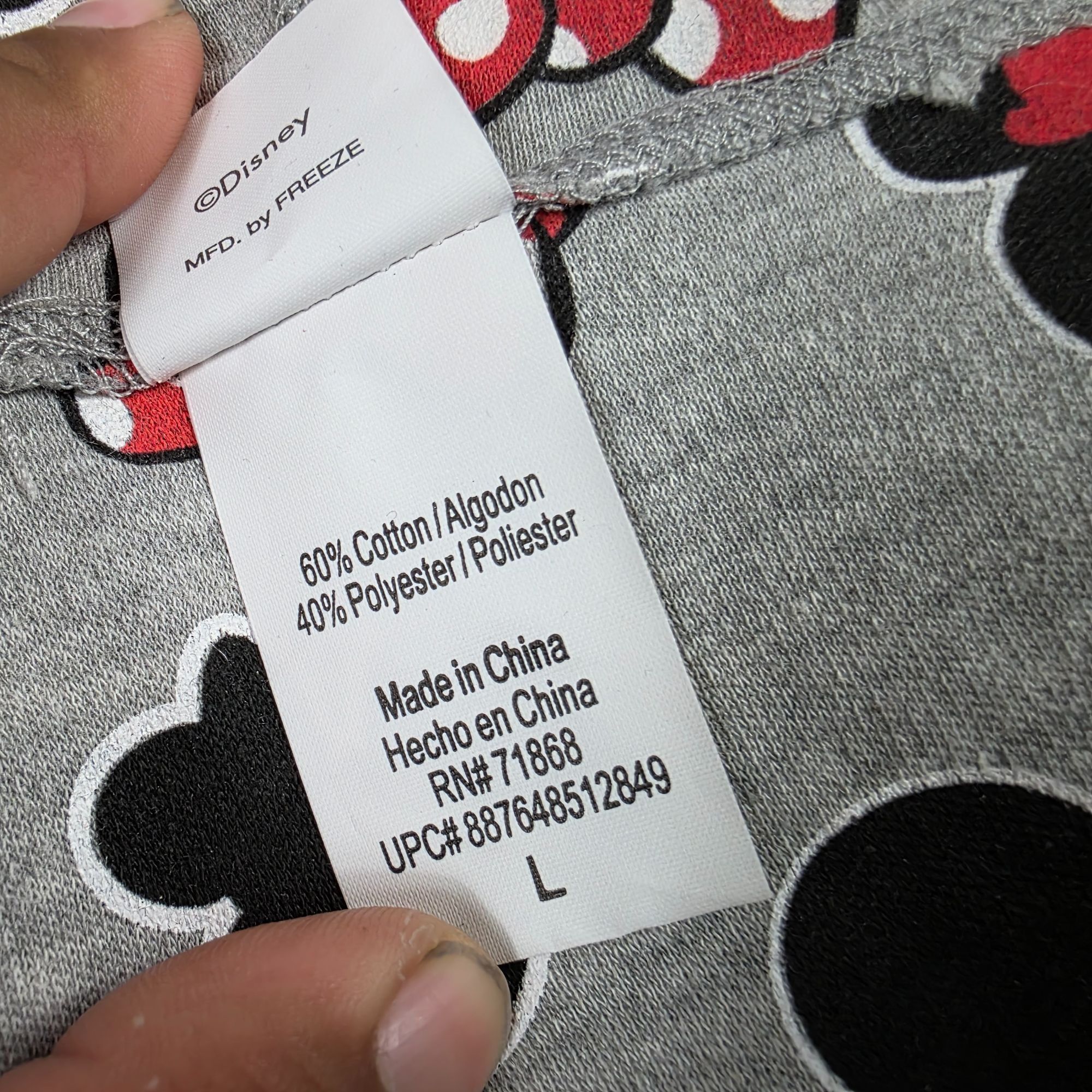 Disney Disney Minnie Mouse Womens Large Gray Hoodie Front Zip Sweat Size L / US 10 / IT 46 - 6 Thumbnail