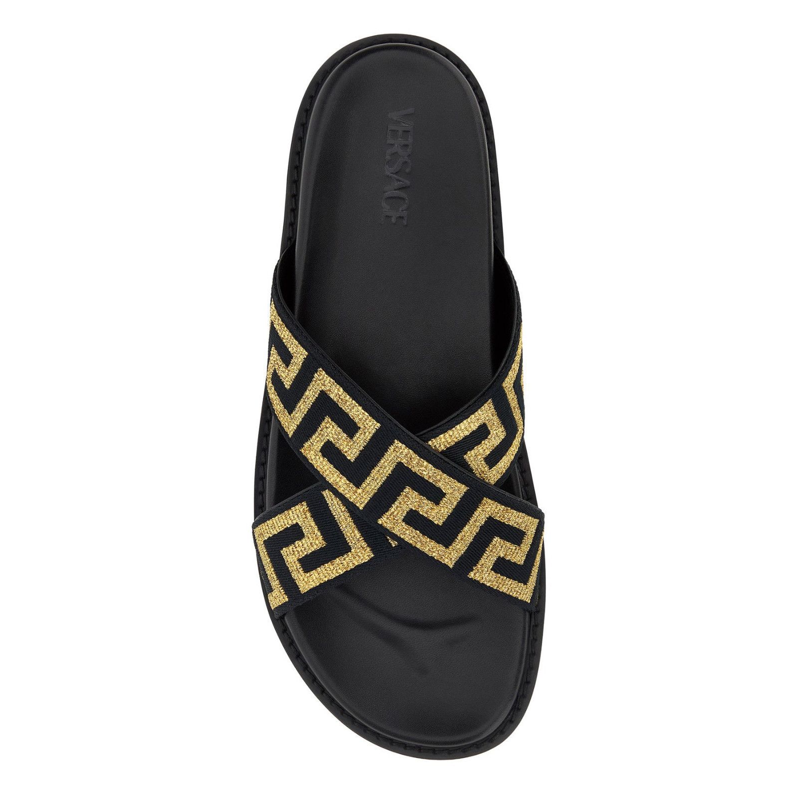 Versace VERSACE Greca Men's Black Slide Sandals New & Authentic (Men Size US 7 / EU 40 - 2 Thumbnail