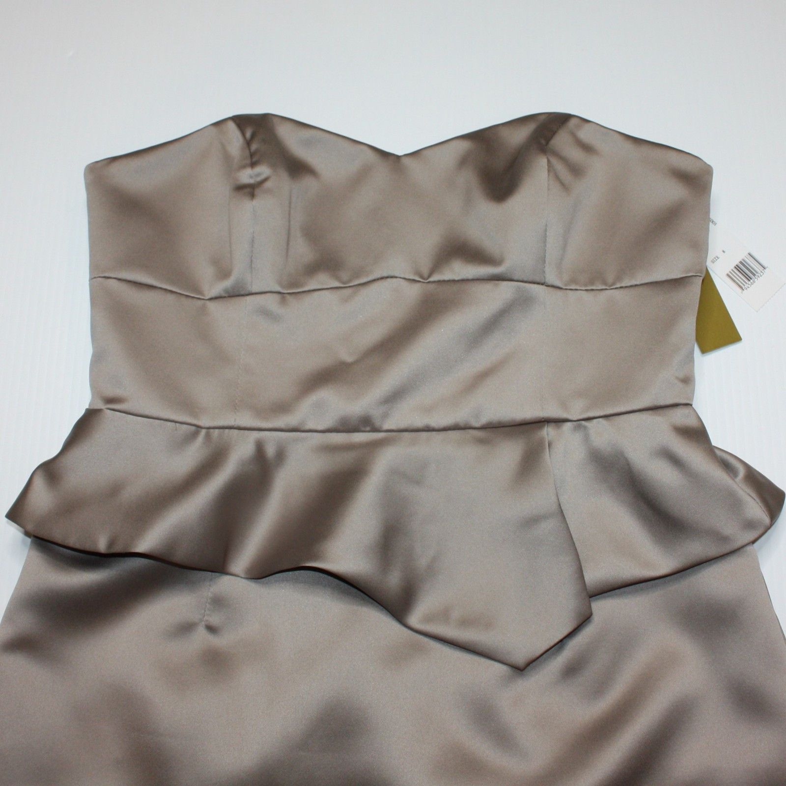 Nicole Miller Strapless Peplum Dress in Mocha and size 8 NWT MSRP $430 Size M / US 6-8 / IT 42-44 - 4 Thumbnail