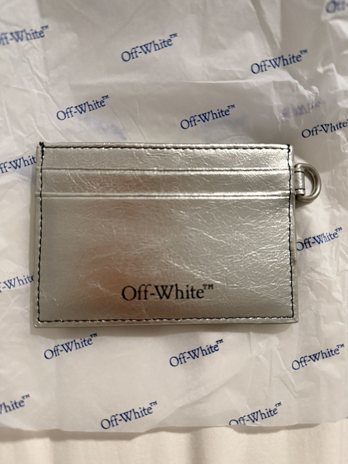 Off-White Off-White Leather Card Holder in a silver metallic finish Size ONE SIZE - 3 Thumbnail
