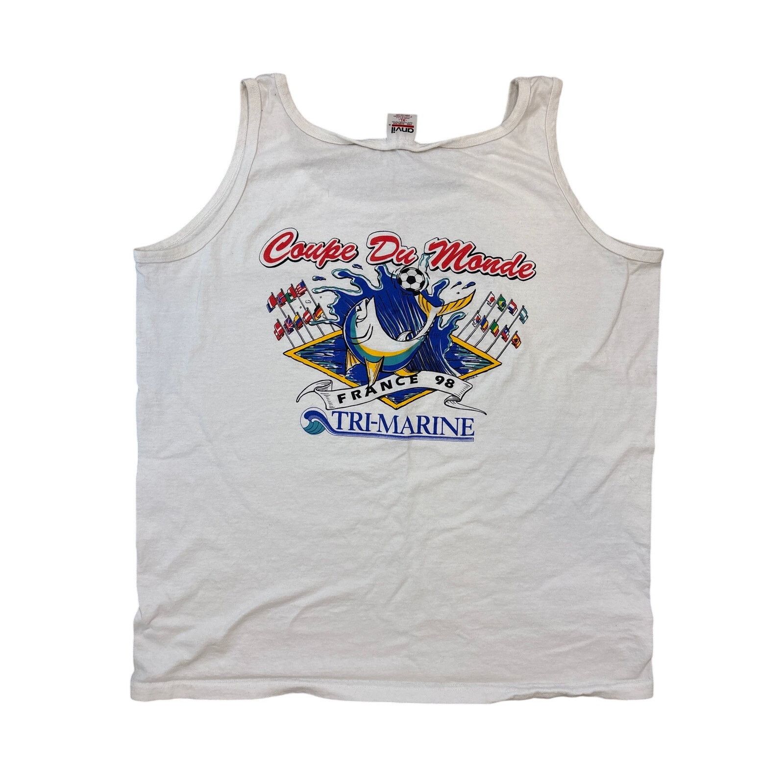 Anvil Vtg 1998 Coupe du Monde France 98 Tri-Marine tank top XL Size US XL / EU 56 / 4 - 2 Thumbnail