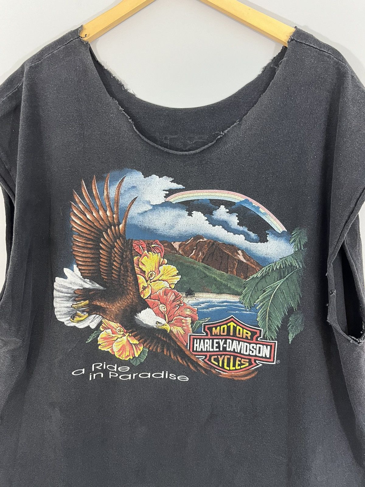 Vintage Harley Davidson Hawaii Sun Faded Thrashed Vintage Cut Off Size US XXL / EU 58 / 5 - 2 Thumbnail