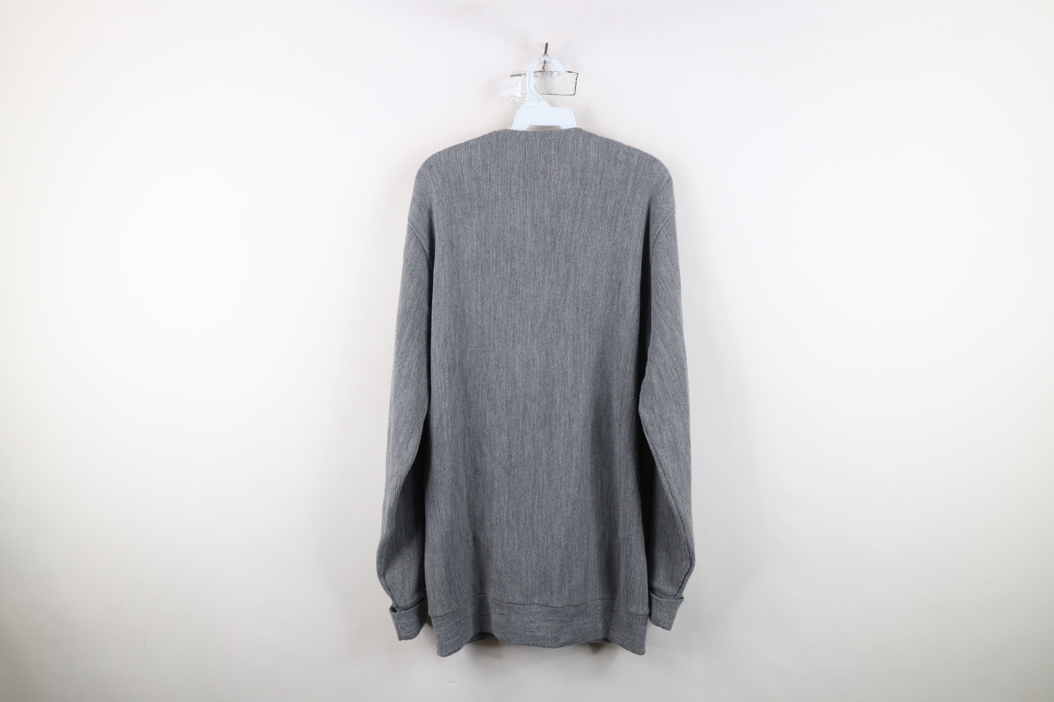 Vintage Vintage 90s Streetwear Blank Knit Cardigan Sweater Gray USA Size US L / EU 52-54 / 3 - 9 Thumbnail