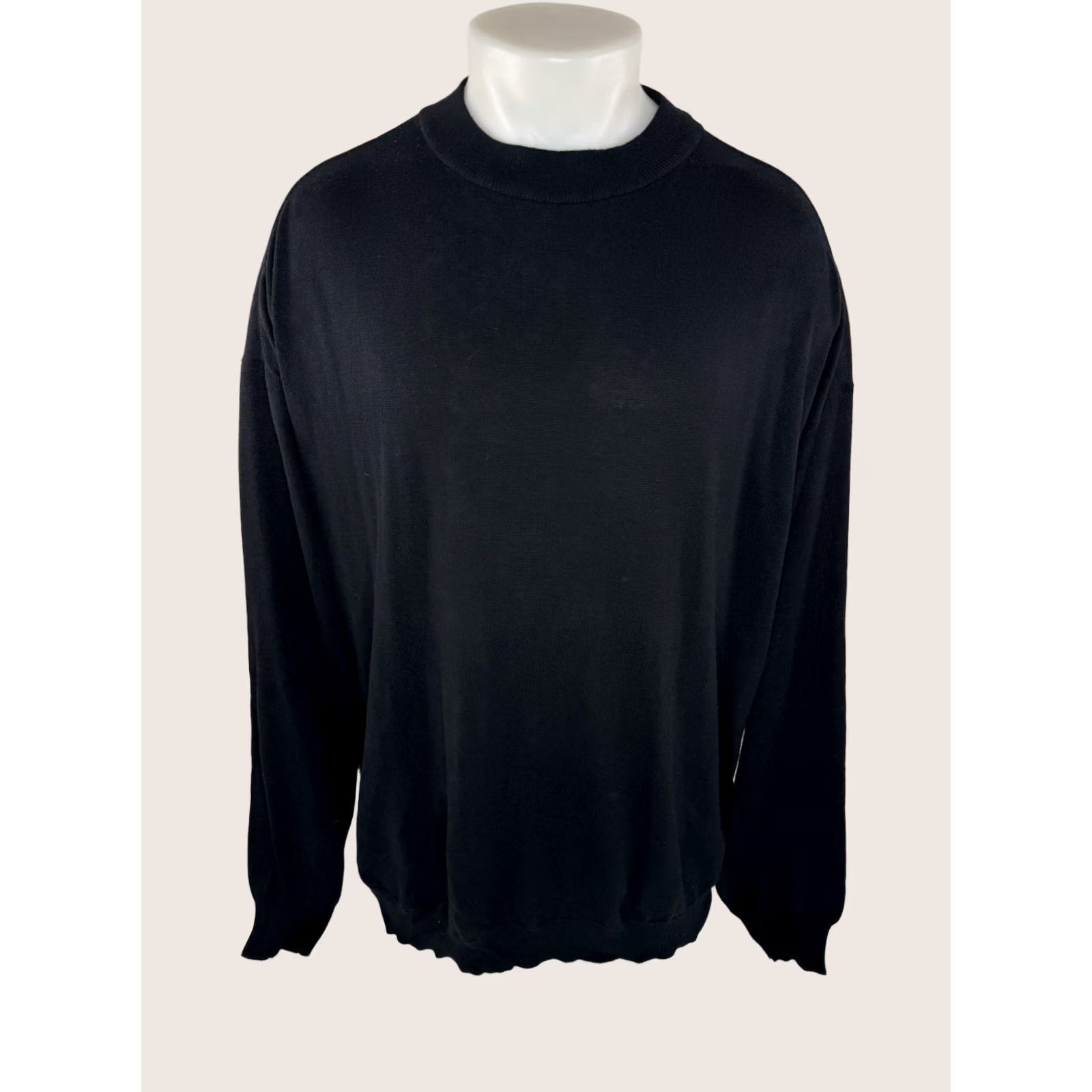Vintage GENELLI Silk Knit Sweater 5XL Mens Black Pullover Knit EXCELLENT Size US XXL / EU 58 / 5 - 1 Thumbnail