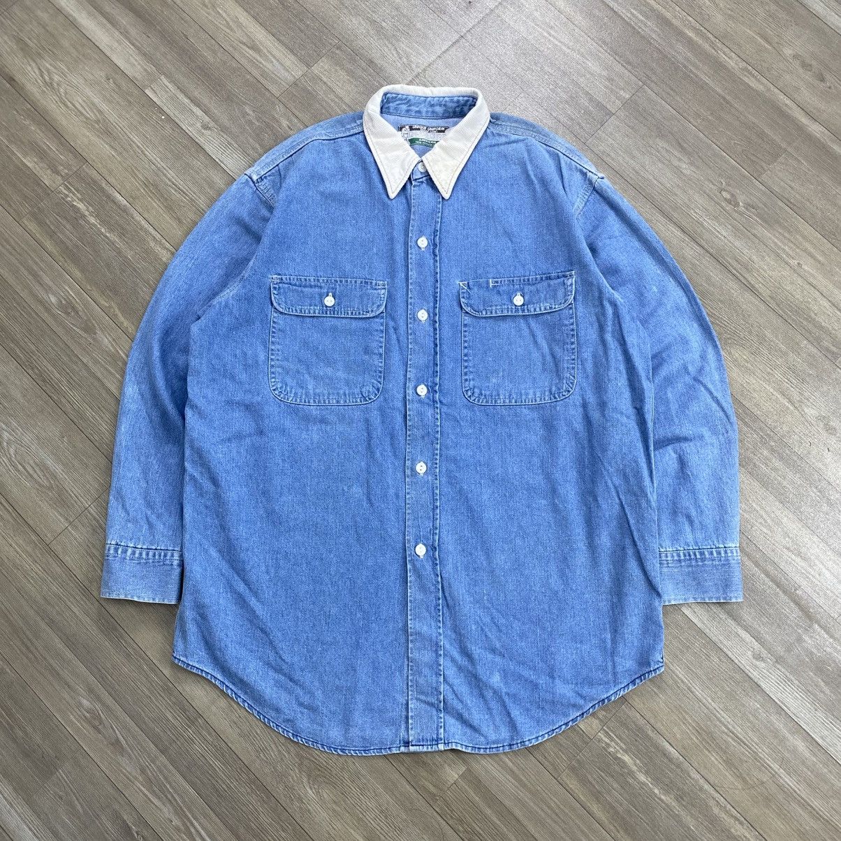 Sugar Cane 1990s Vintage Unique Uniform Sugar Cane Chambray Work Shirt Size US L / EU 52-54 / 3 - 1 Thumbnail