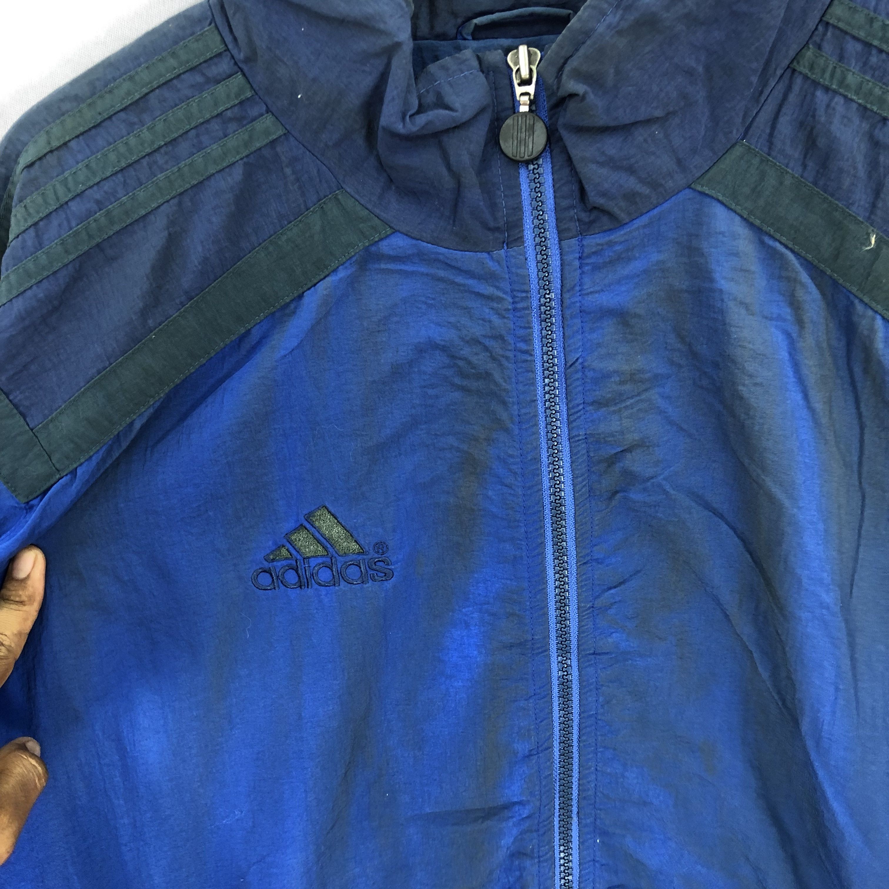 Adidas × Vintage Vintage 90s Dirty Adidas Windbreaker Zipper Jacket Size US L / EU 52-54 / 3 - 6 Thumbnail