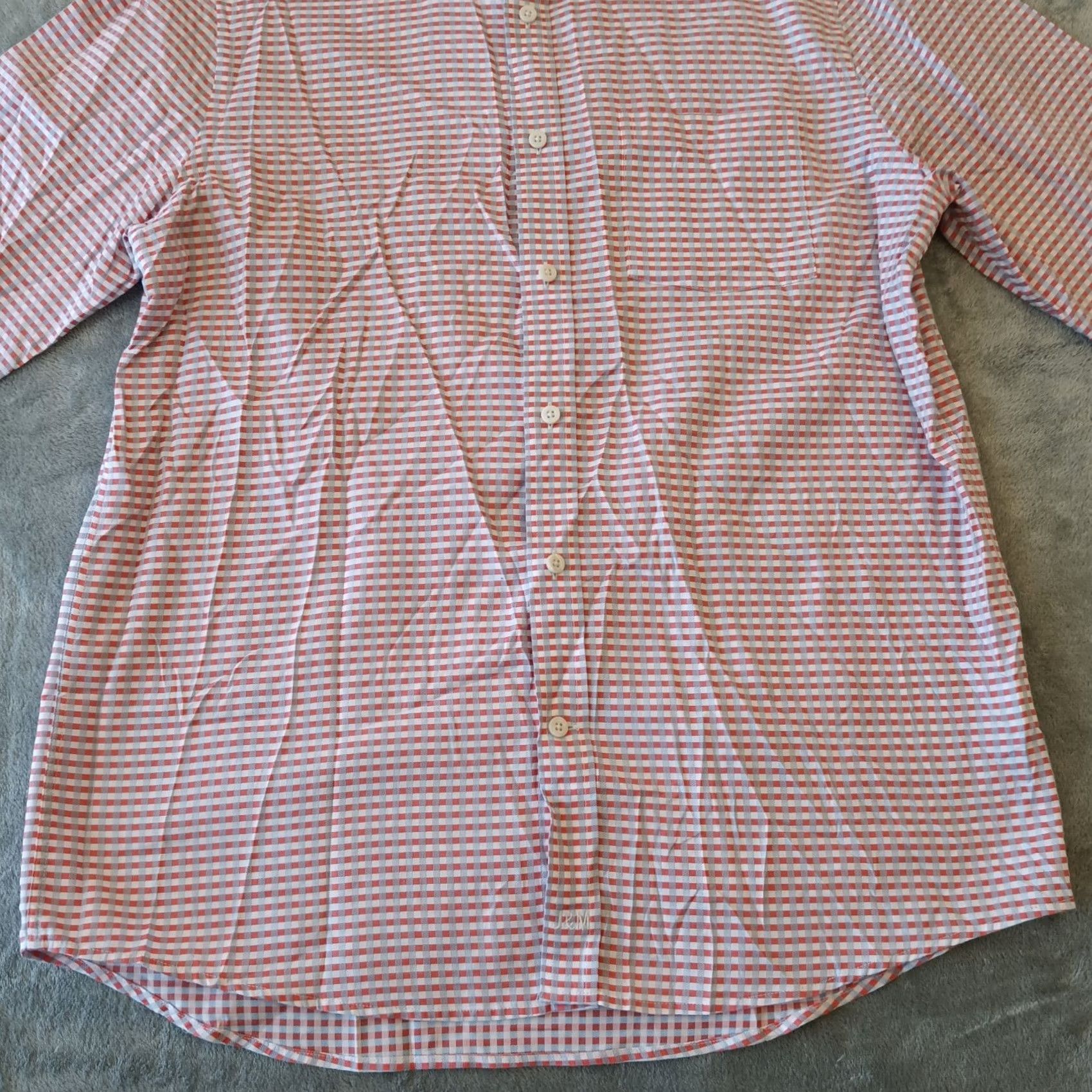 Johnston & Murphy Johnston & Murphy Shirt Mens Medium Orange Plaid Long Sleeve Button-Up Size US M / EU 48-50 / 2 - 5 Thumbnail
