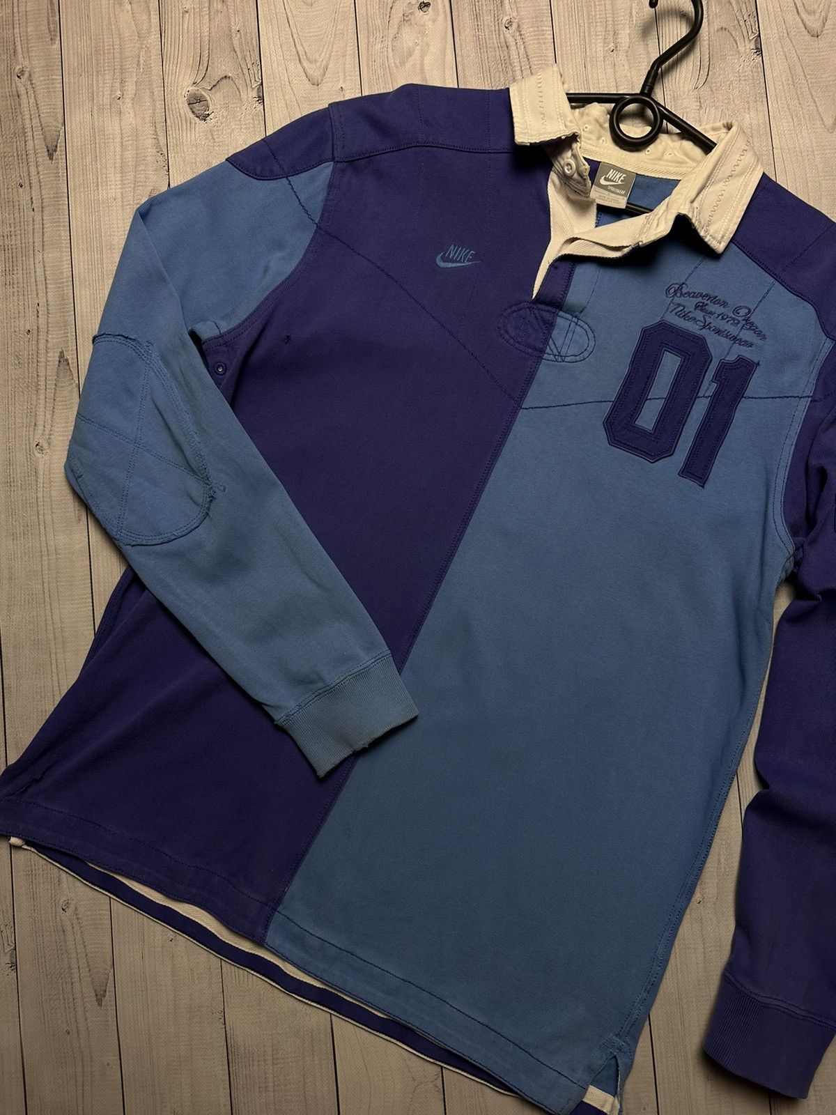 Nike × Vintage Vintage Nike Rugby jersey Sportswear size L blue big logo Size US L / EU 52-54 / 3 - 3 Thumbnail