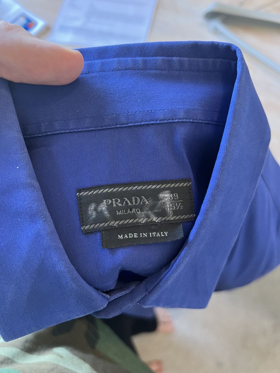 Prada SS16 Blue Prada Button Down Shirt Slim Size US M / EU 48-50 / 2 - 8 Thumbnail