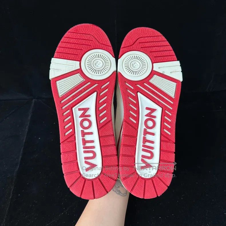 Louis Vuitton Louis Vuitton Trainer White and Red Patchwork Shoes Size US 8.5 / EU 41-42 - 2 Thumbnail