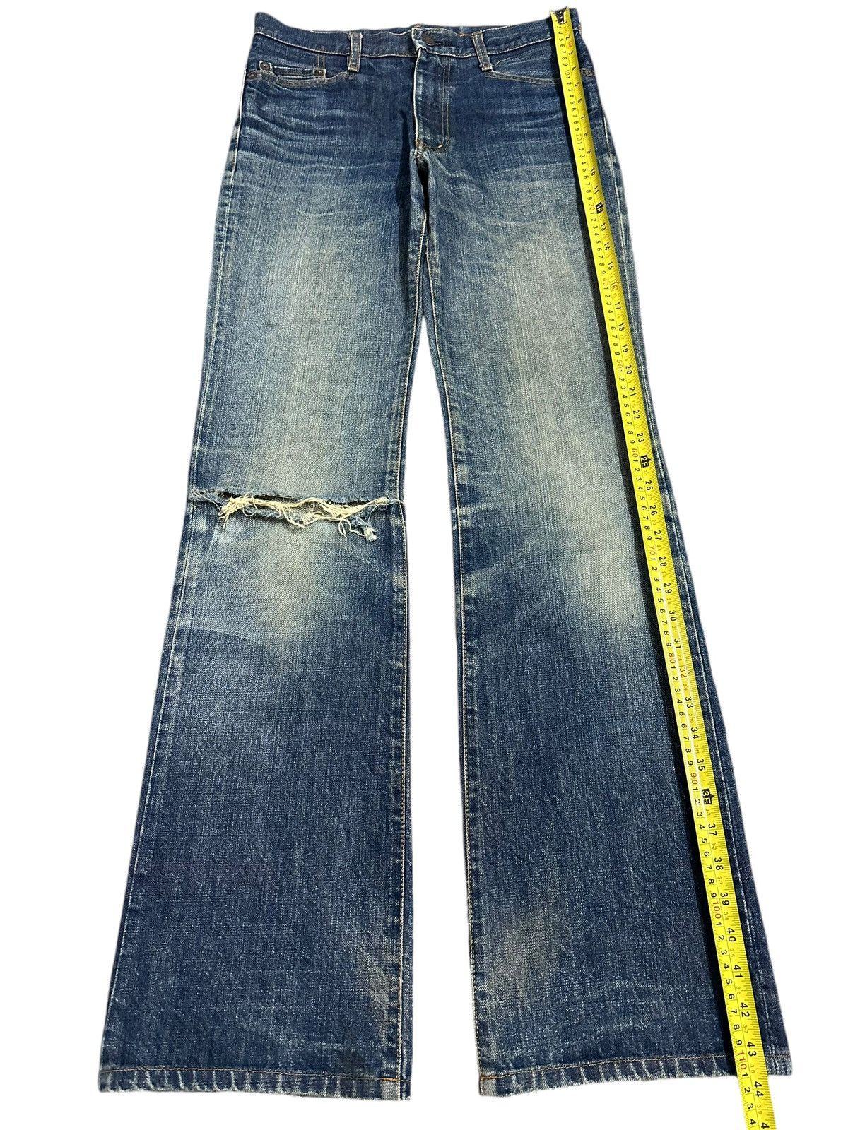 ABAHOUSE Vintage Japanese Abahouse Blue Wash Distressed Flare Jeans Size US 31 - 14 Thumbnail