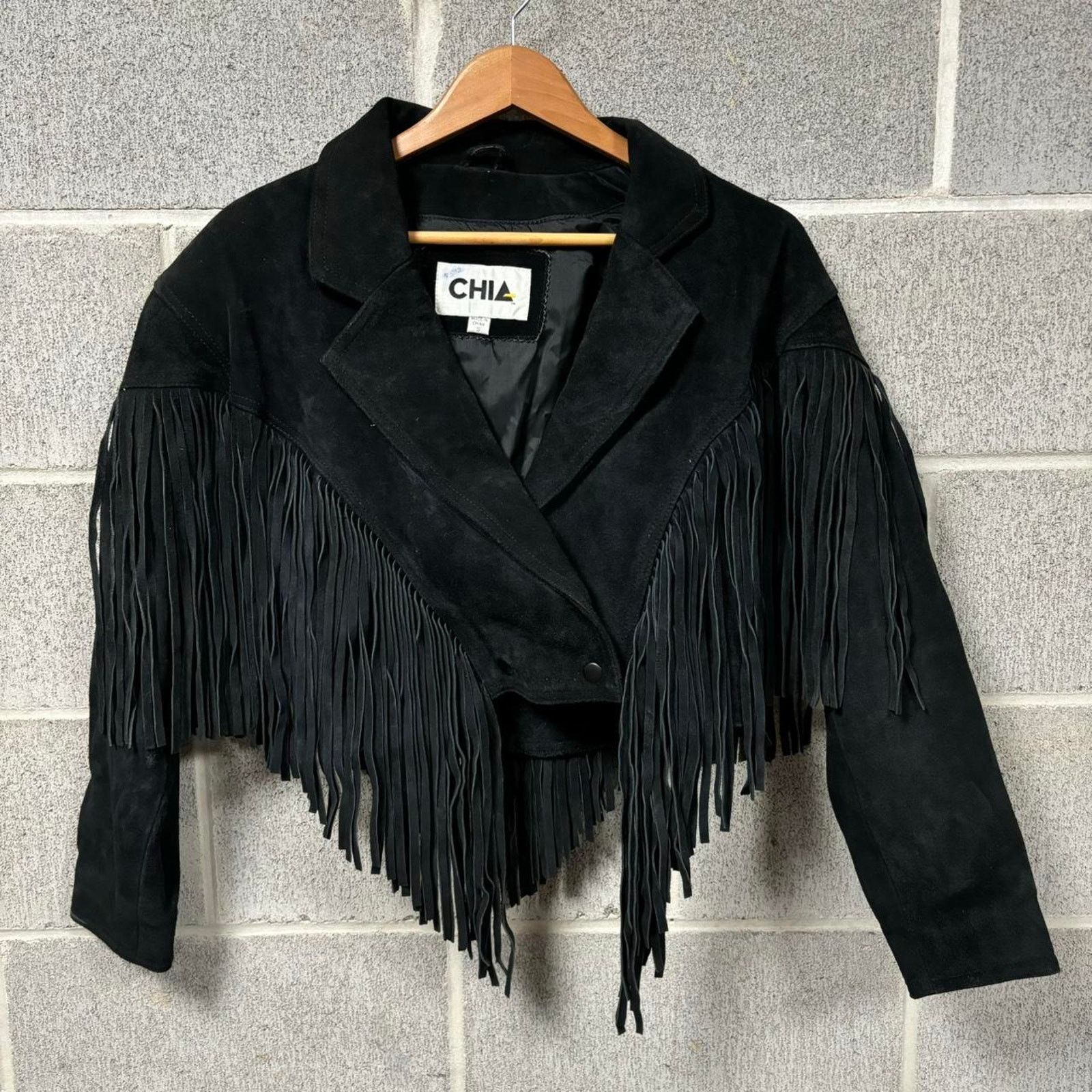 Vintage 90's Wilson's Suede & Leather Black Cropped outlet Fringe Jacket