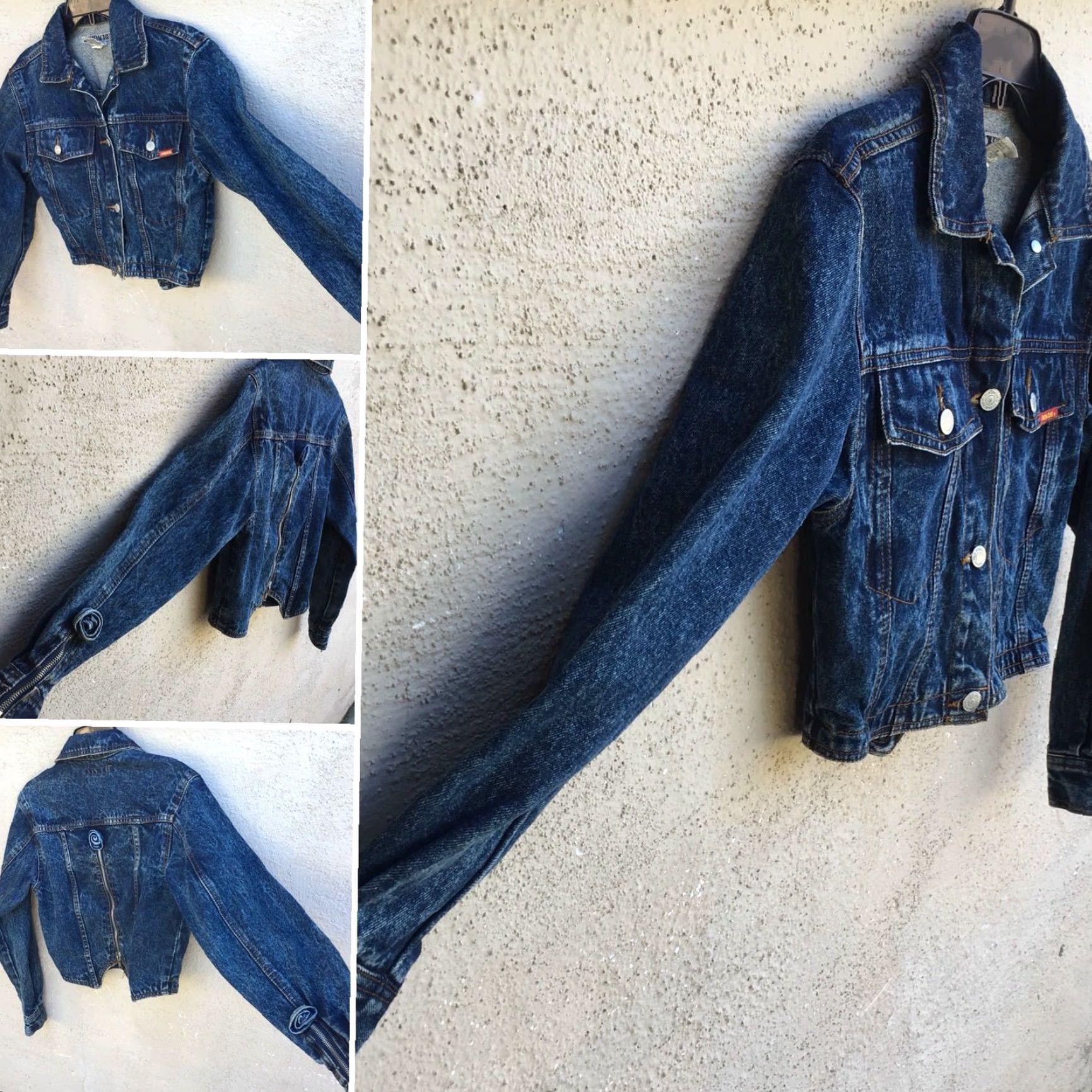 Jordache VINTAGE Jordache Denim Jacket Cropped Zipper Back Flowers Acid Wash Denim S 1980s Blue Womens Size S / US 4 / IT 40 - 6 Thumbnail