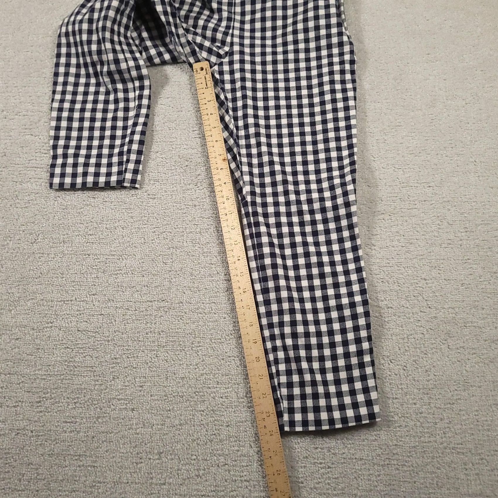J.Crew J.Crew Pants Womens 10 Navy White Gingham Winnie Pant Side Zip Stretch Cropped Size 32" / US 10 / IT 46 - 3 Thumbnail