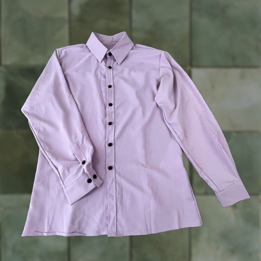 Vintage Purple Long Sleeve Button Up Shirt Womens Large Fitted Top Size L / US 10 / IT 46 - 1 Thumbnail