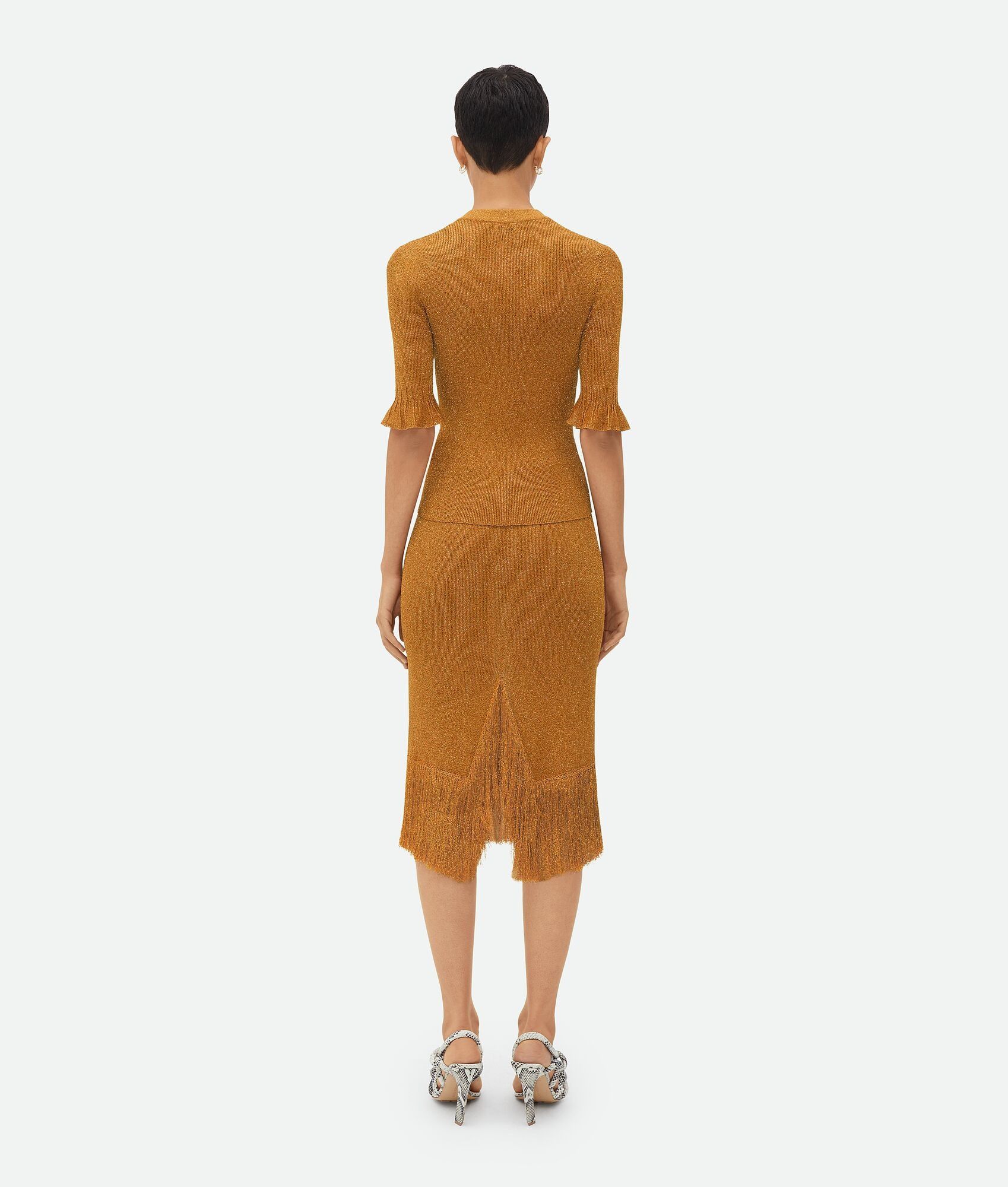 Bottega Veneta o1bcso1str0225 Lurex Ribbed Jumper in Mustard Size S / US 4 / IT 40 - 3 Thumbnail