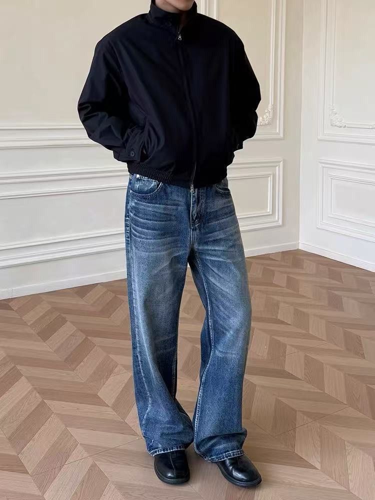 Japanese Brand Japanese retro men's washed distressed loose straight jeans Size US 32 / EU 48 - 4 Thumbnail