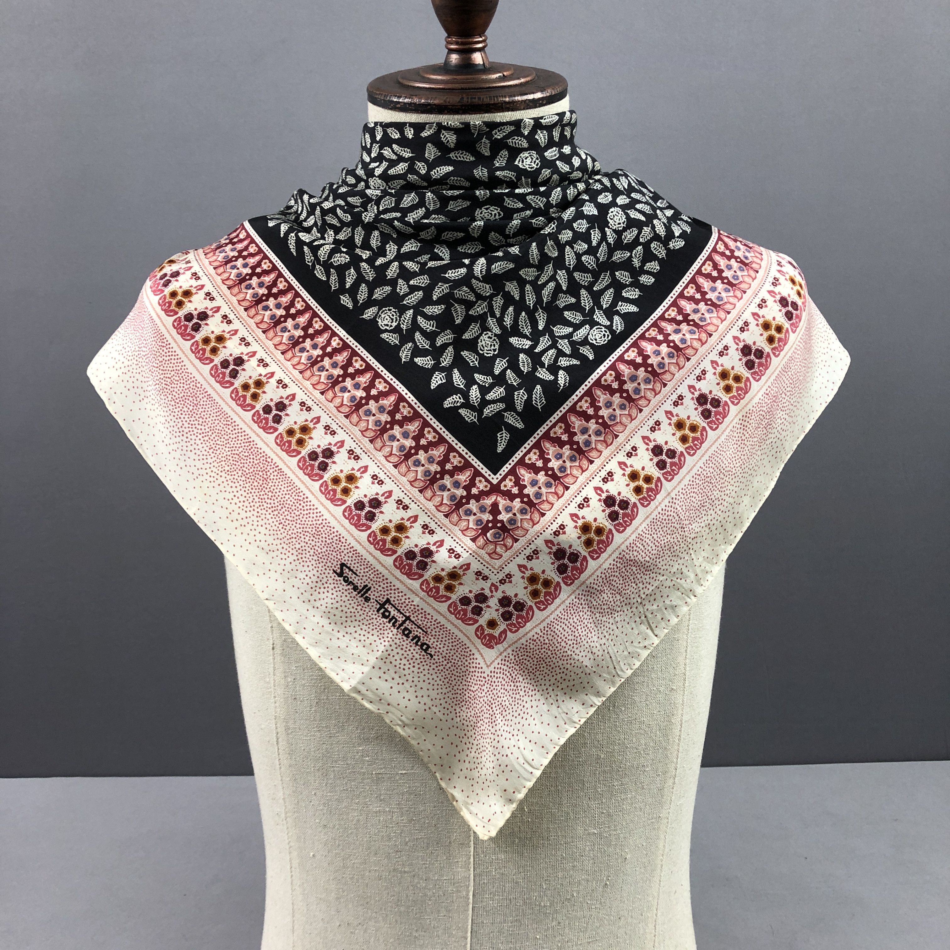 Japanese Brand Vintage Sorelle Fontana SILK Scarf Twill Stole Wraps Scarves Size ONE SIZE - 2 Thumbnail