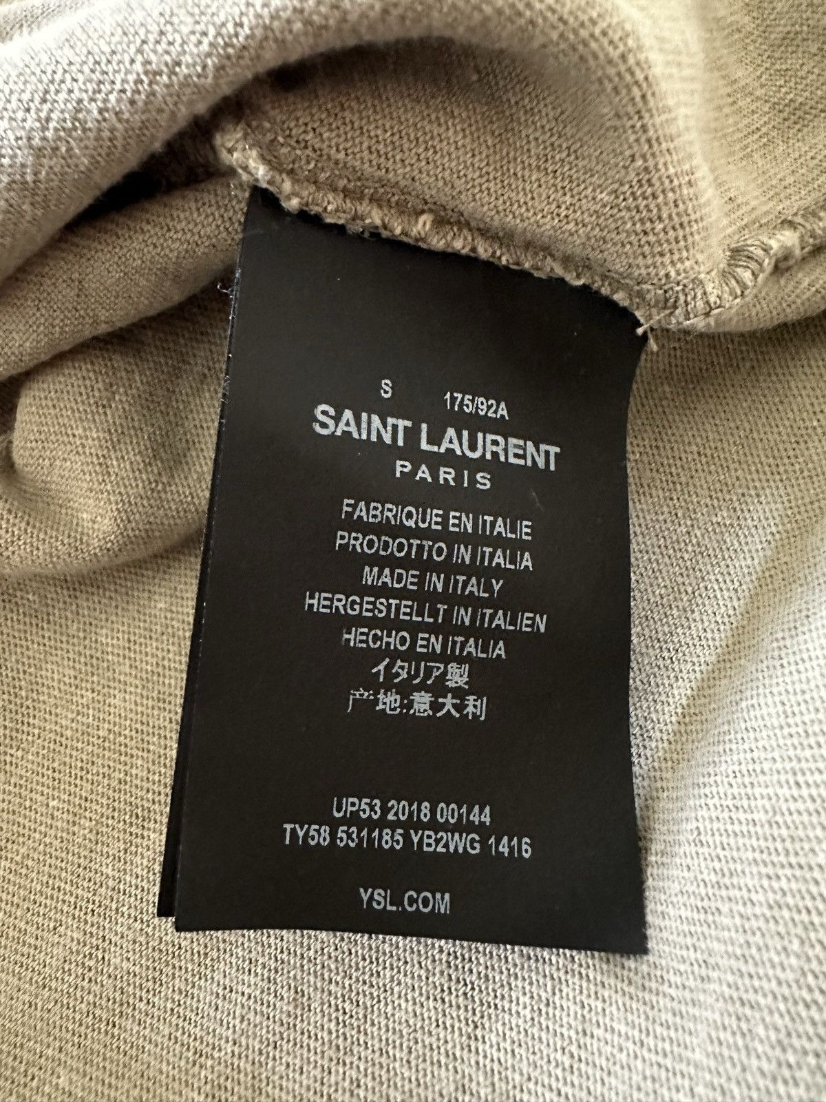 Saint Laurent Paris $550 Saint Laurent Rive Gauche logo t shirt olive khaki Size US S / EU 44-46 / 1 - 24 Thumbnail