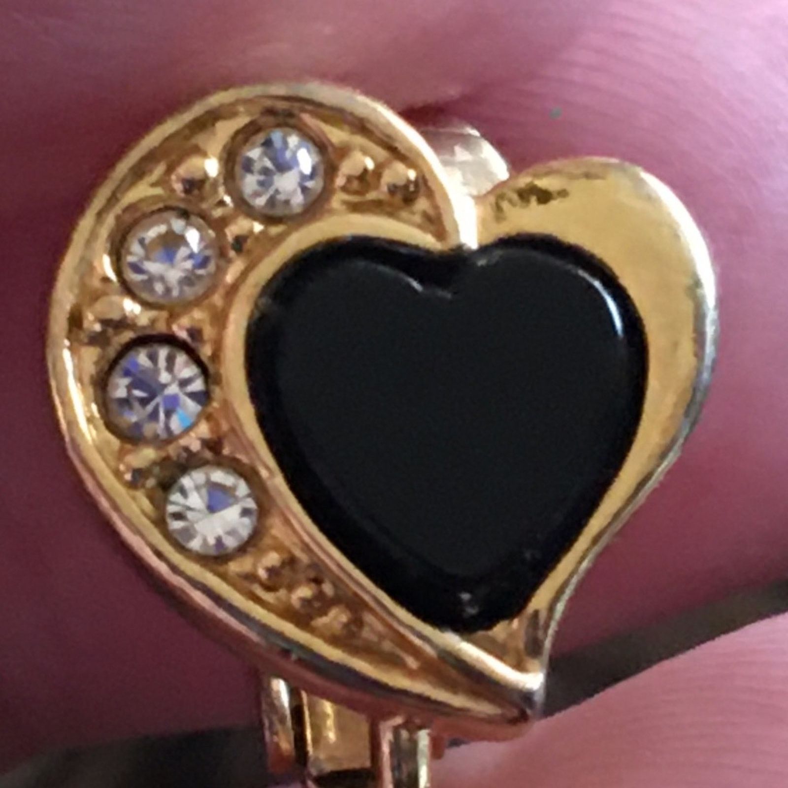 Vintage Vintage Avon black onyx stone heart clip earrings Size ONE SIZE - 2 Thumbnail