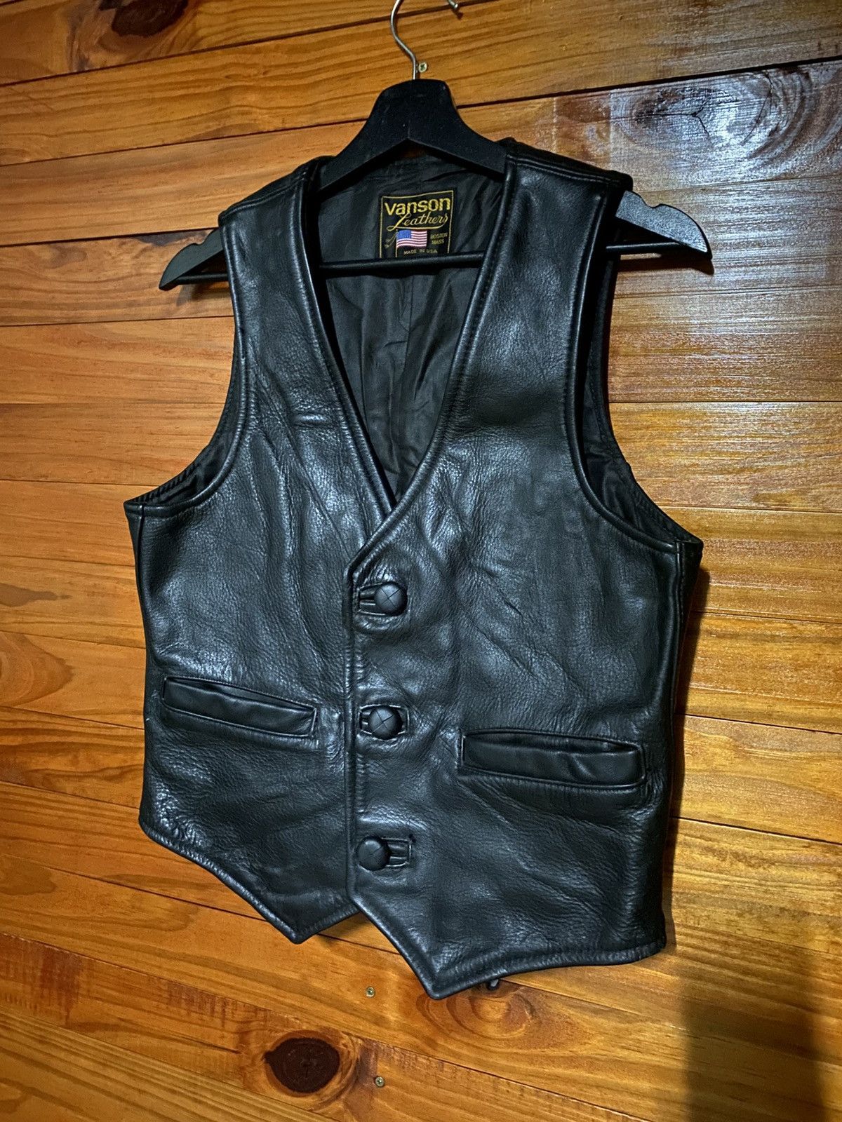 Vanson Leathers Vanson Leathers Black Leather Vest – Made in USA - Classic Size US S / EU 44-46 / 1 - 8 Thumbnail