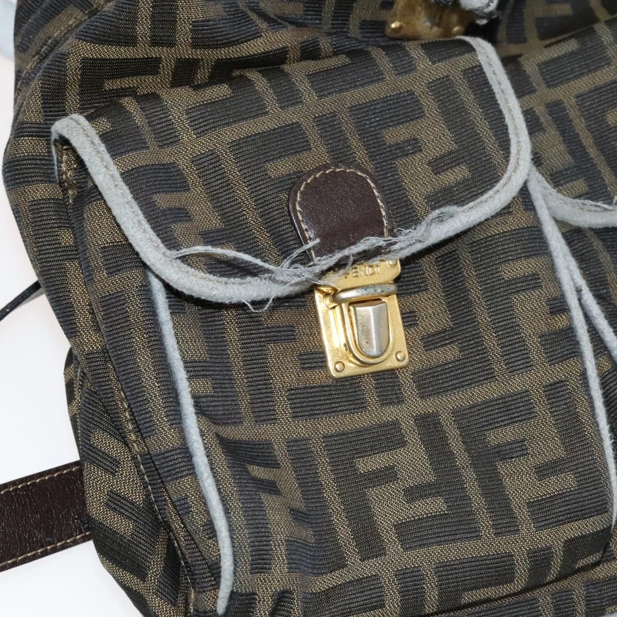 Fendi FENDI Zucca Canvas Backpack Brown Black Gold Size ONE SIZE - 14 Thumbnail
