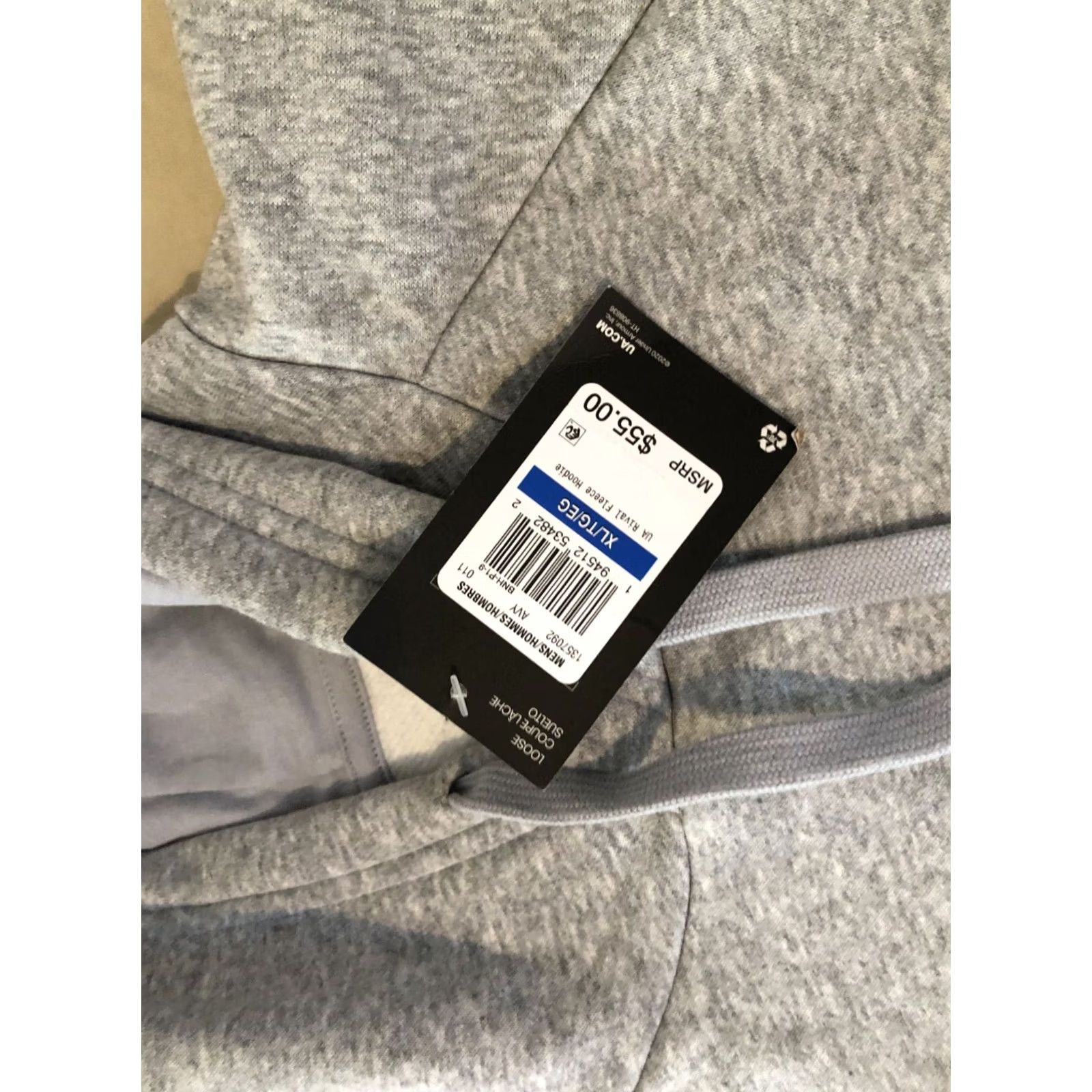 Under Armour Mens Under Armour Hoodie Sweater XL Grey Gray Cotton New Size US XL / EU 56 / 4 - 5 Thumbnail