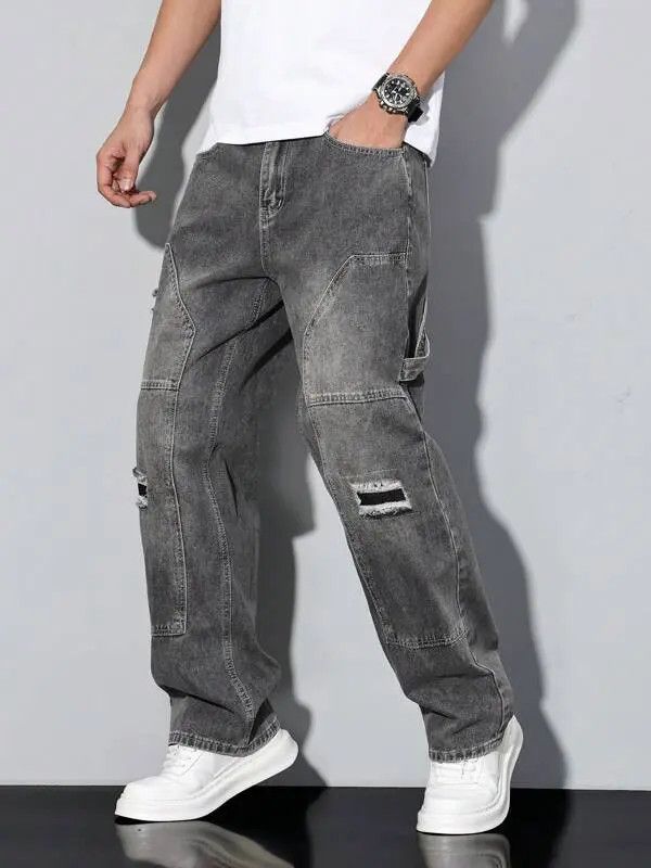 Japanese Brand Isshiki x Man Distressed Straight loose fit cargo jeans Size US 32 / EU 48 - 1 Thumbnail