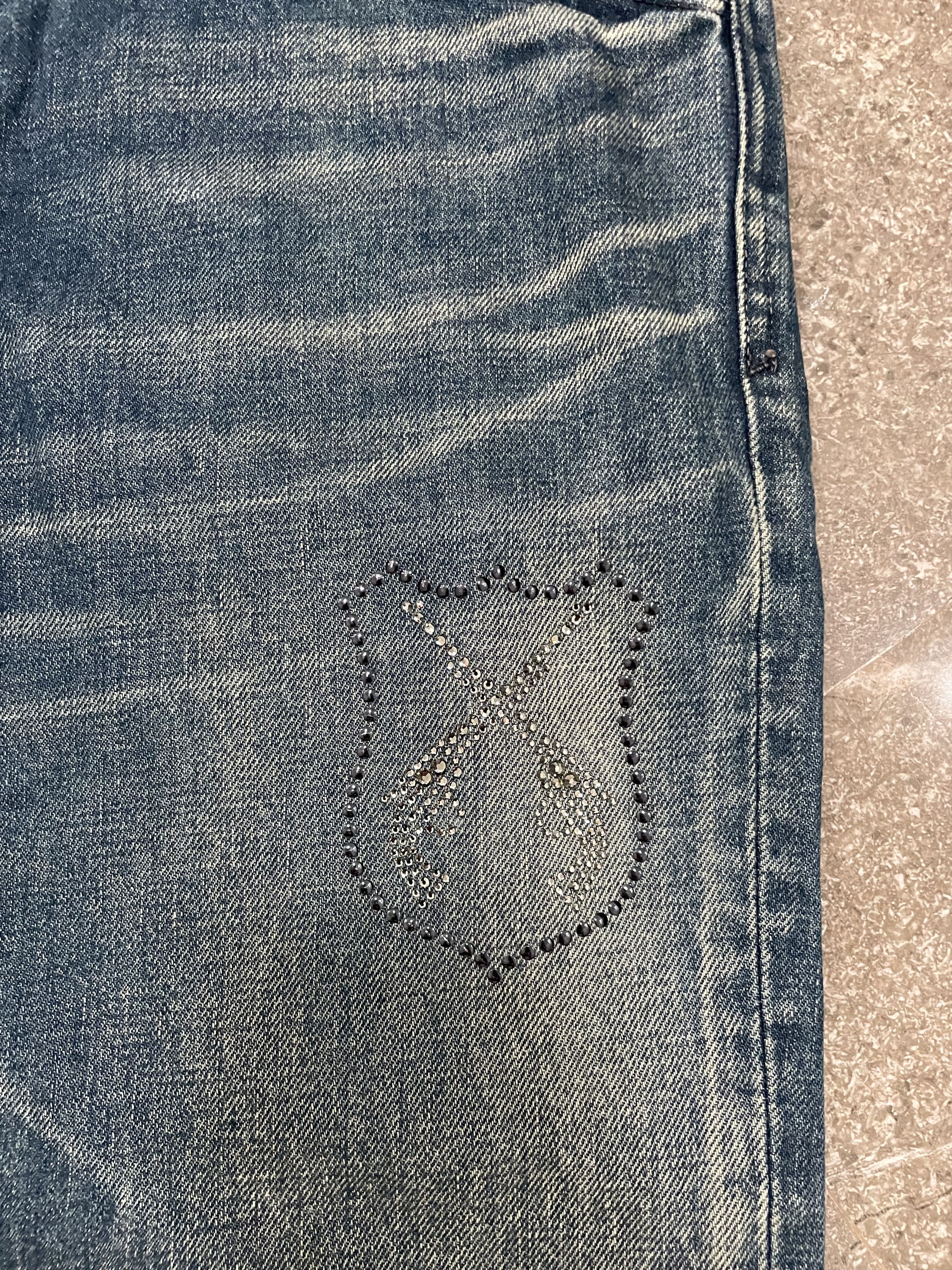 roarguns Roarguns Swarovski Shield Logo Denim Jeans Size US 33 - 3 Thumbnail