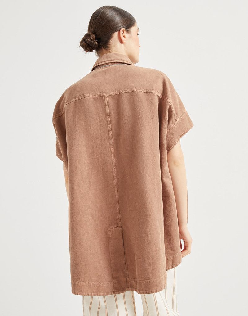 Brunello Cucinelli o1la1rc1a0326 Garment-Dyed Overshirt in Brown Size S / US 4 / IT 40 - 2 Thumbnail