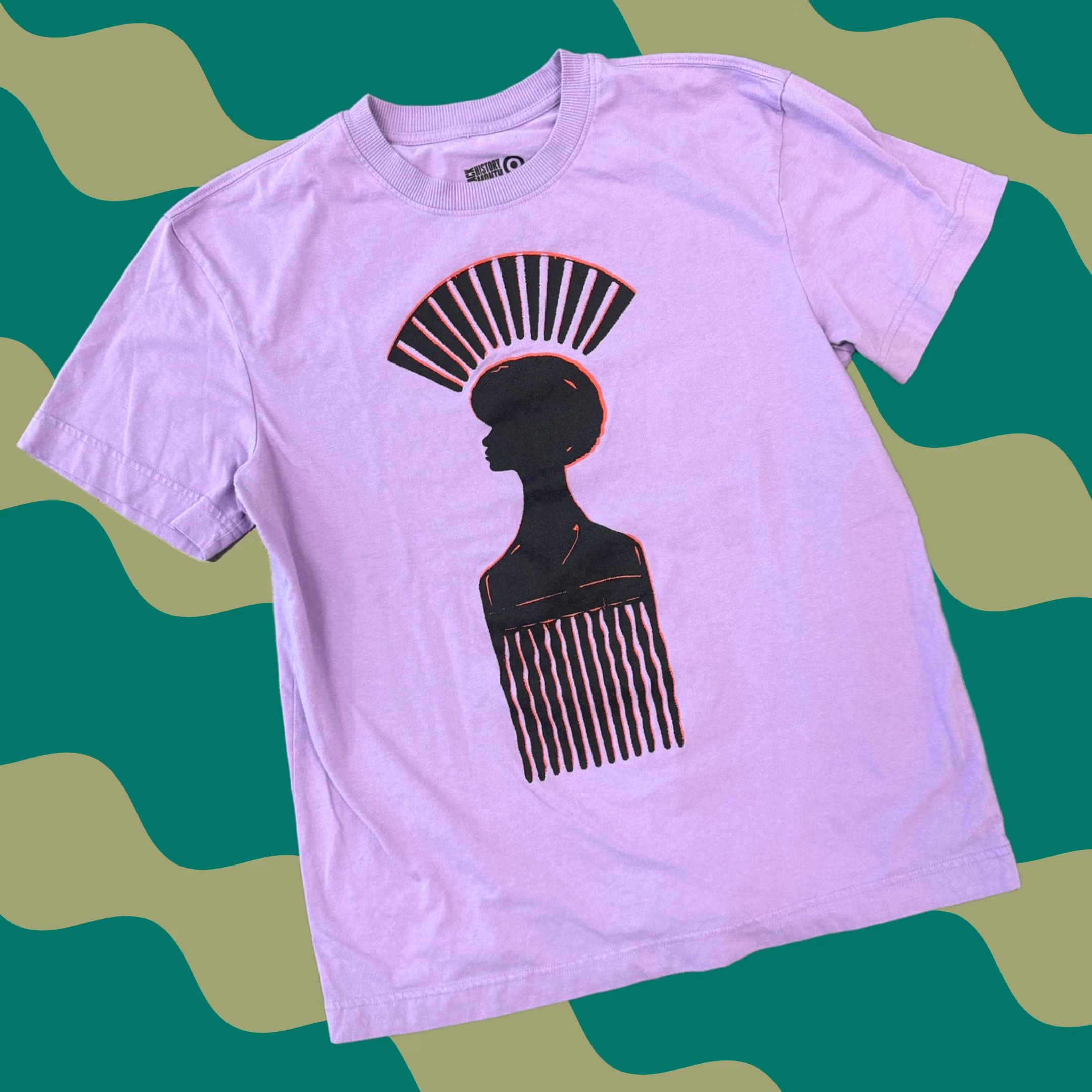Vintage VINTAGE Y2K Black History Month Purple Afro Pick Graphic Tee Medium Shirt Womens Size M / US 6-8 / IT 42-44 - 1 Thumbnail