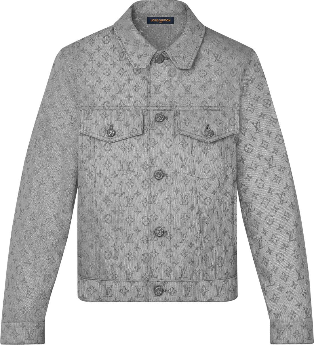 Louis Vuitton Monogram Grey Denim Trucker Jacket Button Up