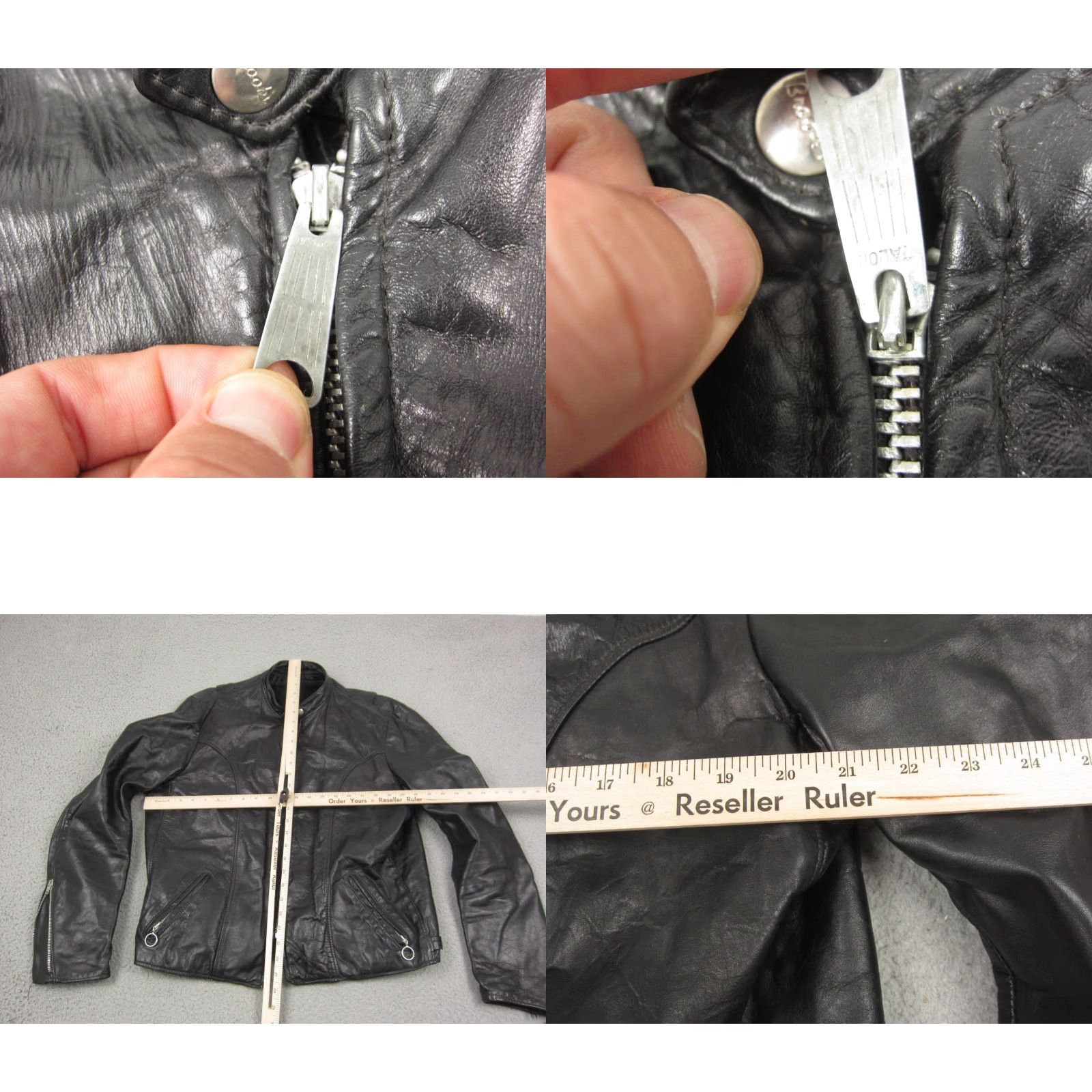 Brooks VINTAGE Brooks Leather Jacket Mens M Black Cafe Racer 50s 60s Biker Leather Jacket Short Zip Full Zip Lined 80s 90s Motorcycle Men Jacket Size US M / EU 48-50 / 2 - 8 Thumbnail