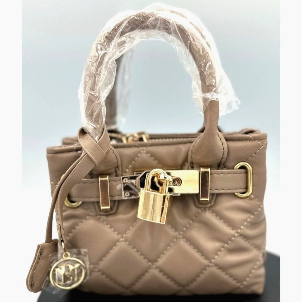 Badgley Mischka Badgley Mischka Mini Diamond Quilted Tote - Taupe Size ONE SIZE - 2 Thumbnail