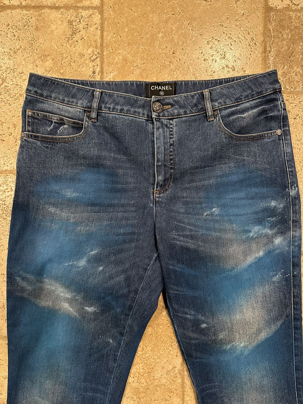 Chanel Chanel Coco Decorative Gradient Blue Painted Denim Jeans Size 34" / US 12 / IT 48 - 2 Thumbnail