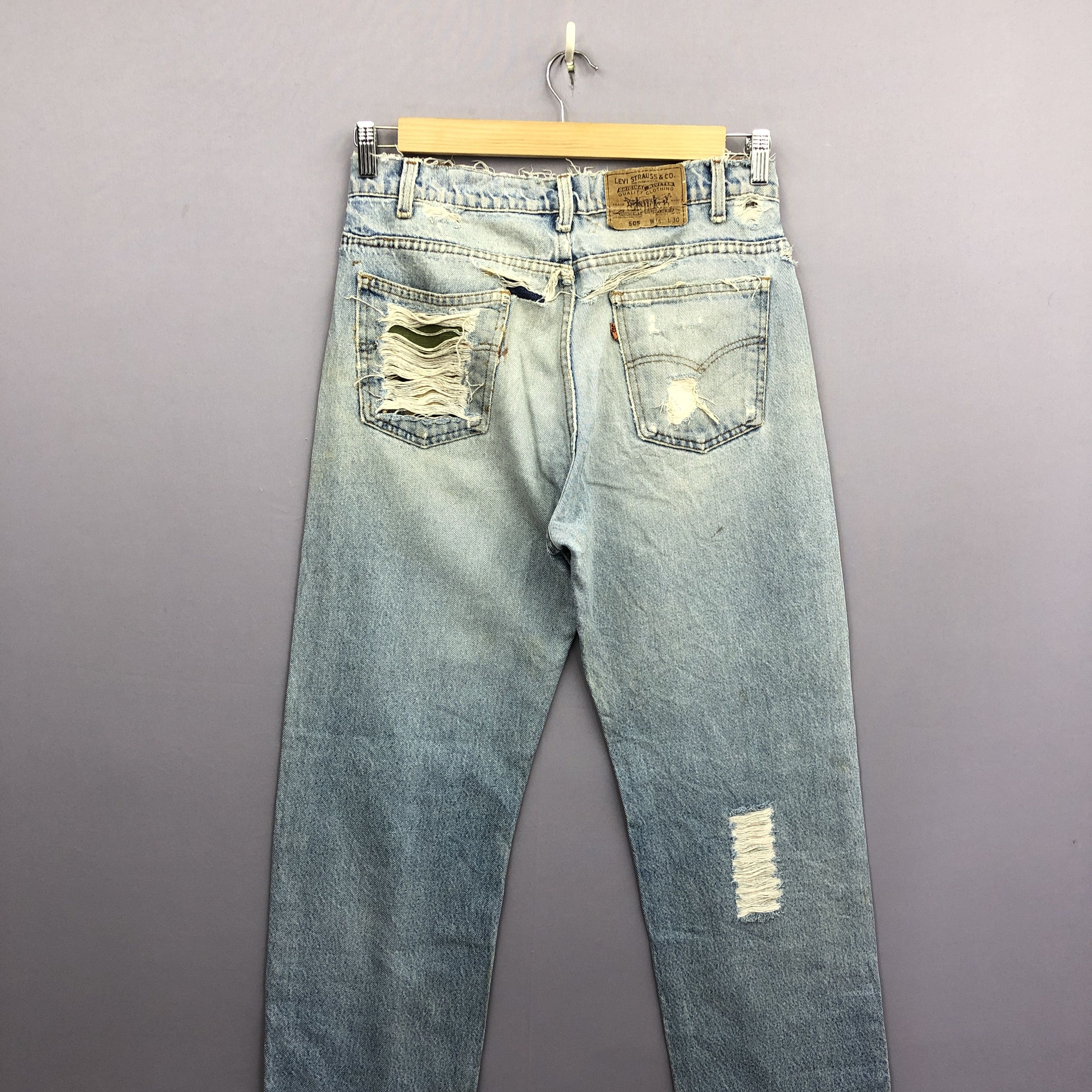 Levi's Vintage Levis 505 Distressed Orange Tab Faded Jeans Denim Size US 30 / EU 46 - 4 Thumbnail