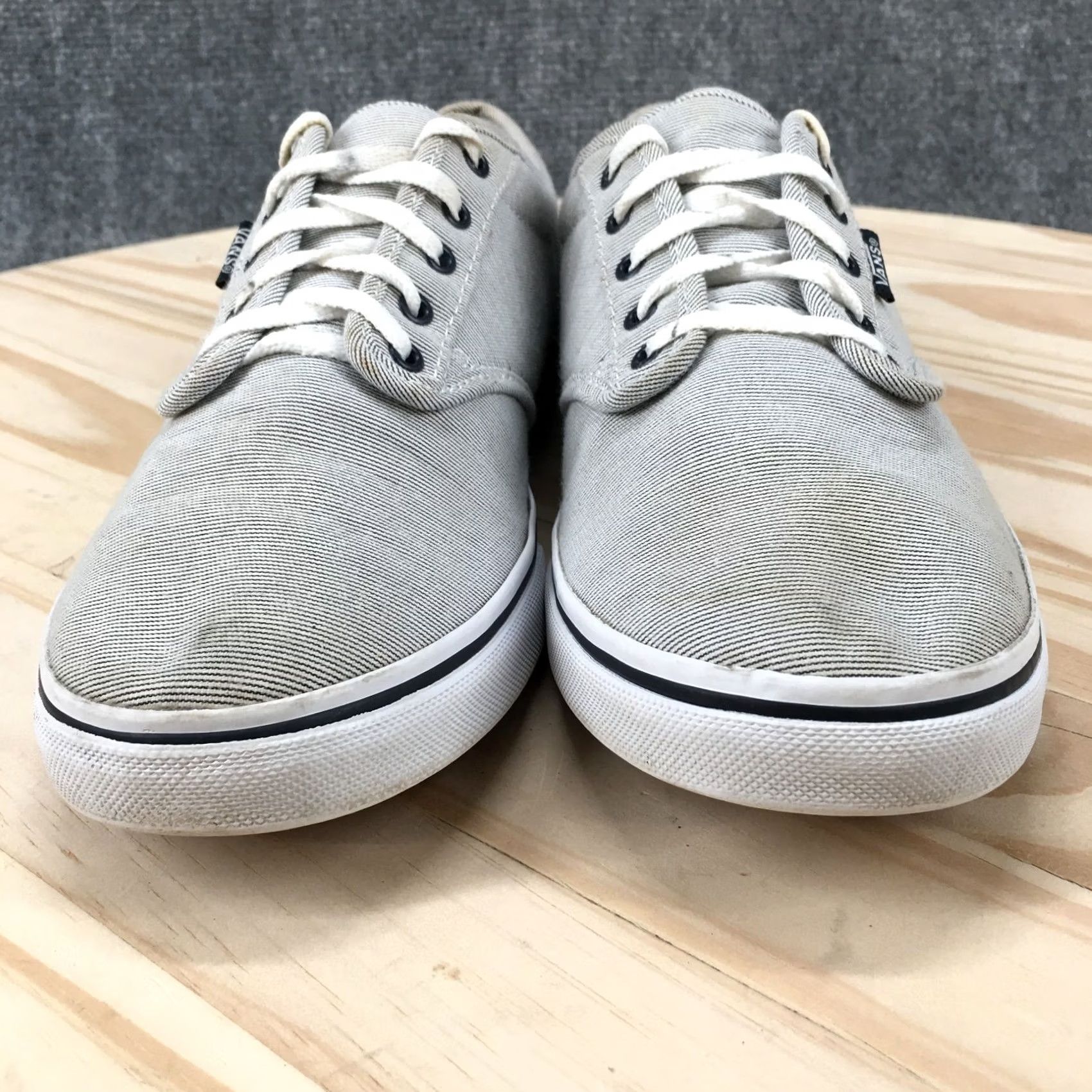 Vans VANS Shoes Womens 9 Off The Wall Lace Up Sneakers Low Top Pinstripe Gray Canvas Size M / US 6-8 / IT 42-44 - 7 Thumbnail