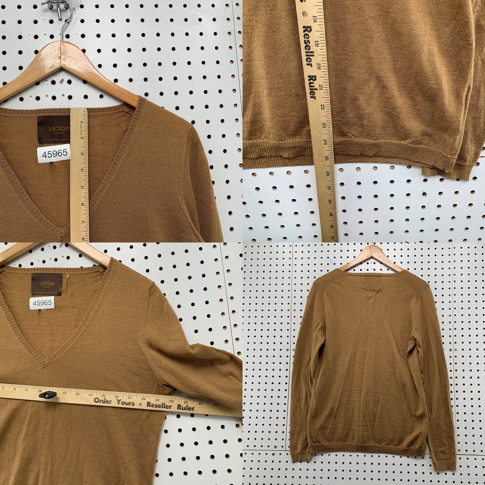 Vintage Victor Alfaro Merino Wool Sweater Womens M Brown V-Neck Extra Fine Merino Pullover Knit Wool Fall Winter Spring Boys? Size M / US 6-8 / IT 42-44 - 8 Thumbnail