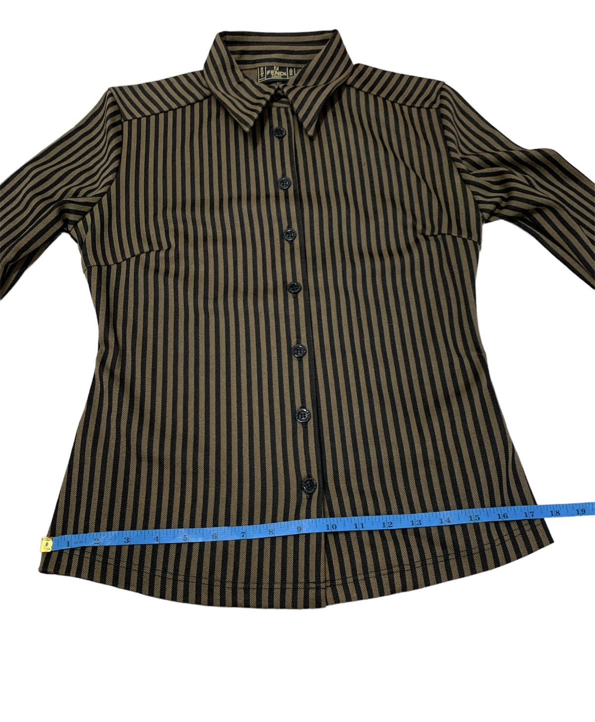 Fendi Fendi Striped Button-Up Shirt Slim Fit Brown Black Size M / US 6-8 / IT 42-44 - 7 Thumbnail