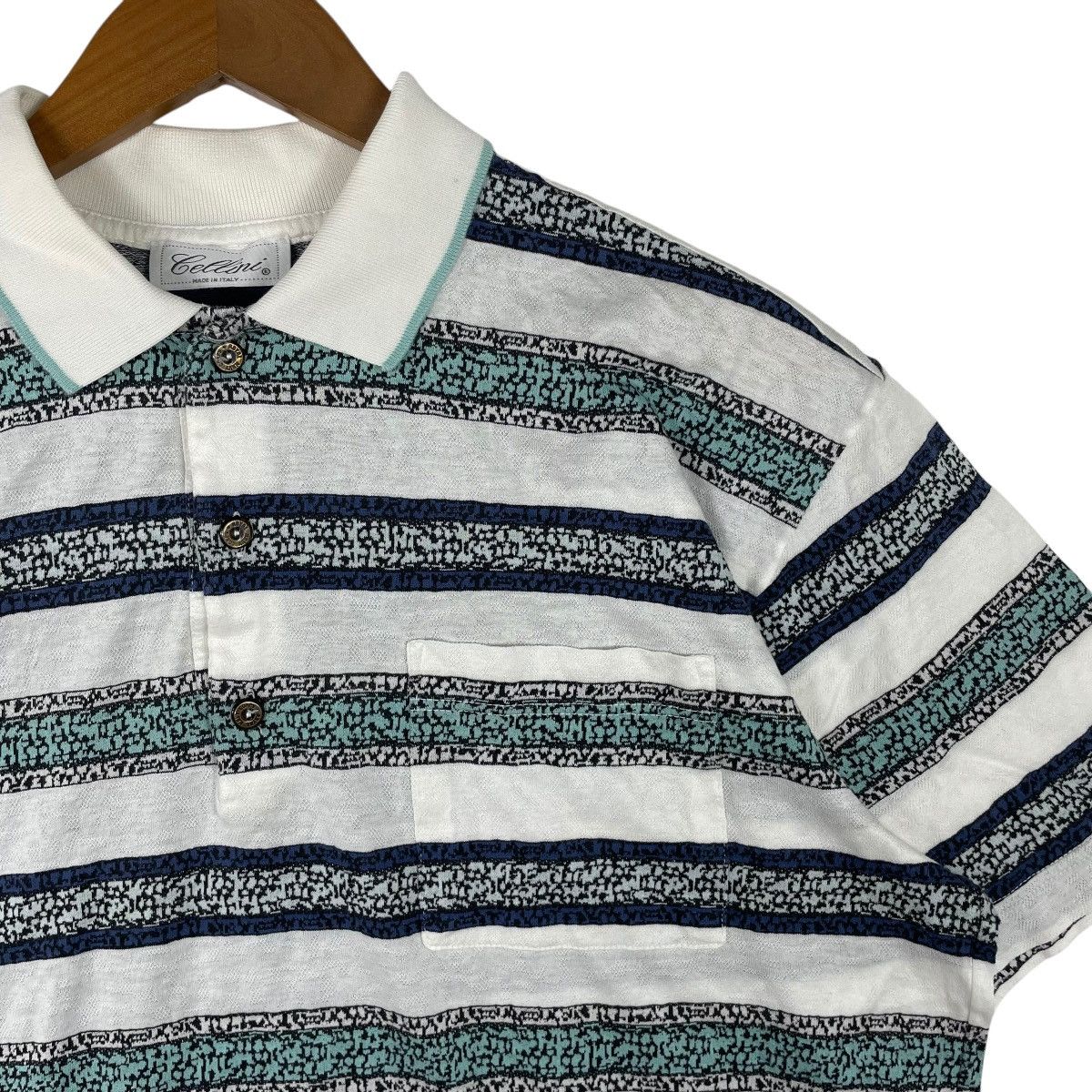 Japanese Brand × Vintage Vintage 90s Cellini Italy Stripe Polo Tee Shirt Size US L / EU 52-54 / 3 - 3 Thumbnail