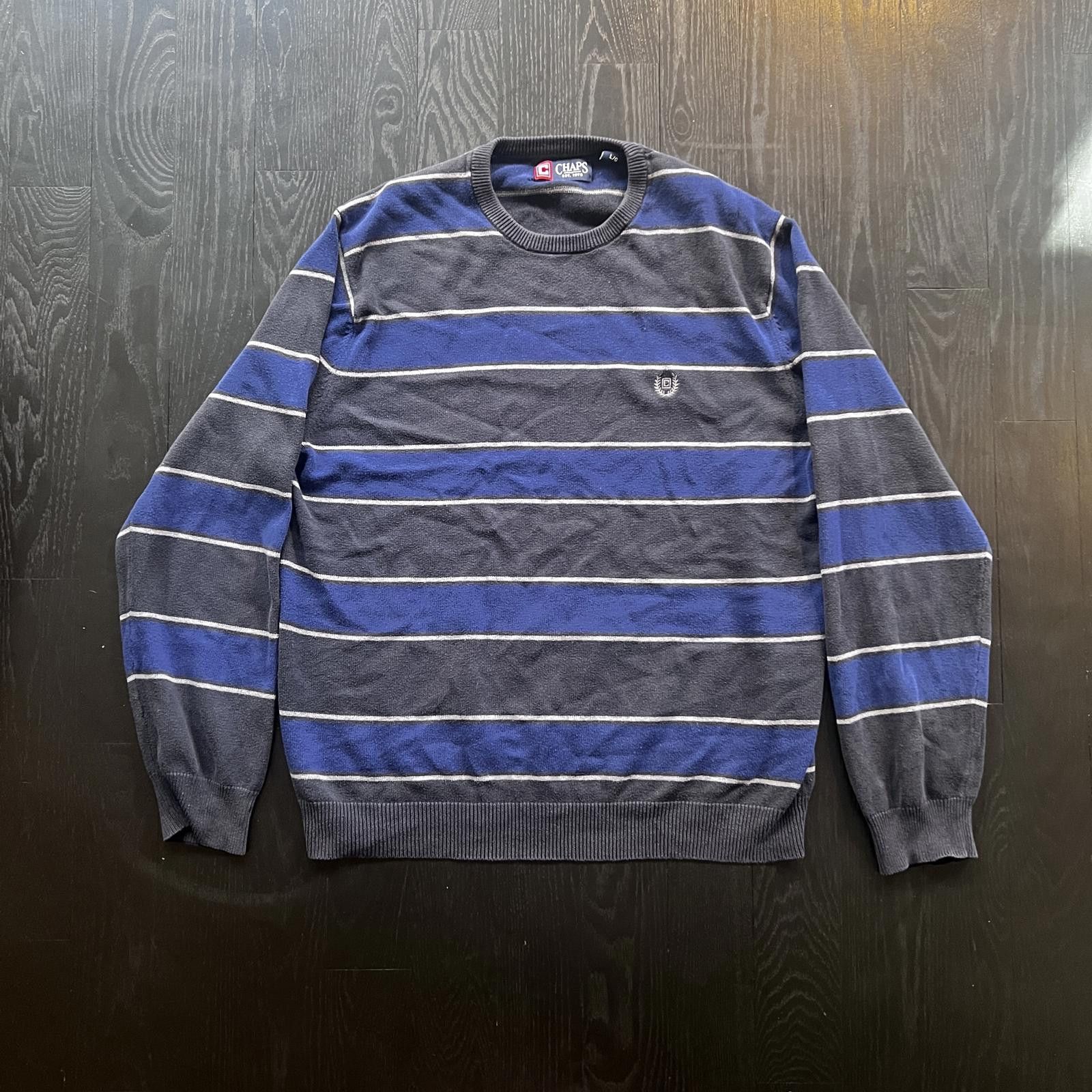 Chaps Vintage Polo RL Chaps Striped Sweater Navy Blue Size US L / EU 52-54 / 3 - 1 Thumbnail