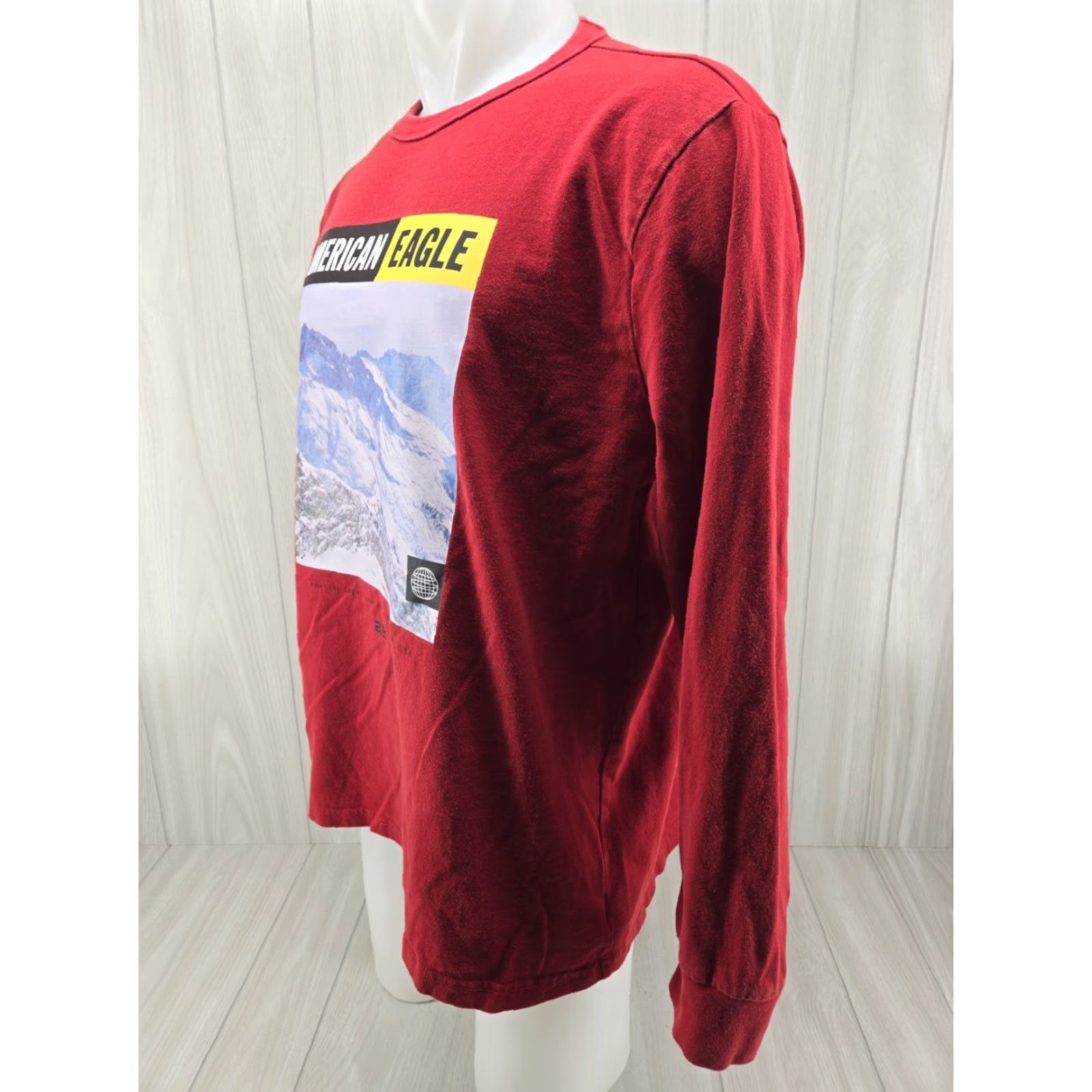 American Eagle Outfitters American Eagle Mens T Shirt XL Red Mountain Graphic Long Sleeve Crew Neck Shirt Size US XL / EU 56 / 4 - 3 Thumbnail