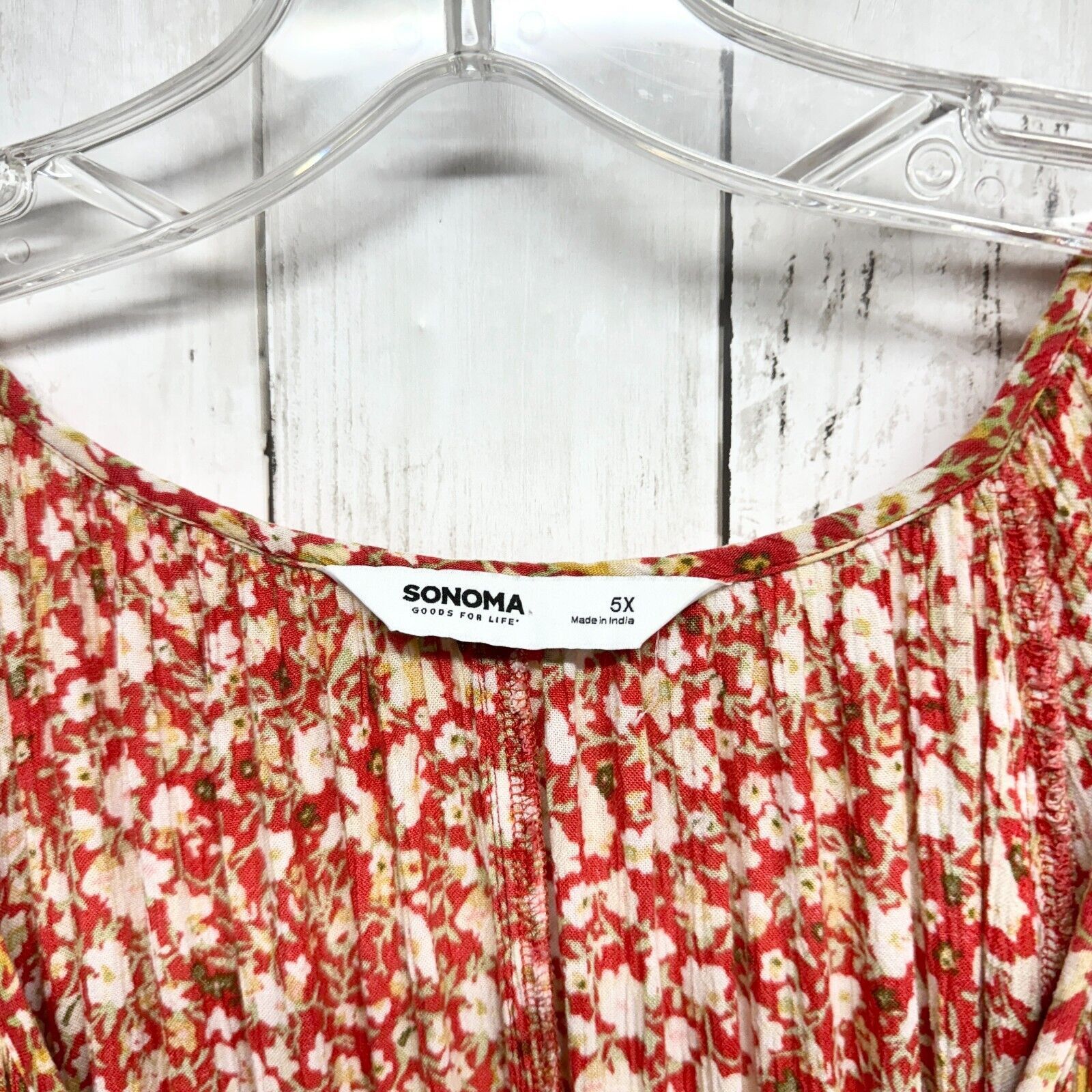 Sonoma SONOMA 5X Maxi Dress Red/Orange Floral V-Neck Long Sleeve Size 4XL / US 24-26 - 3 Thumbnail