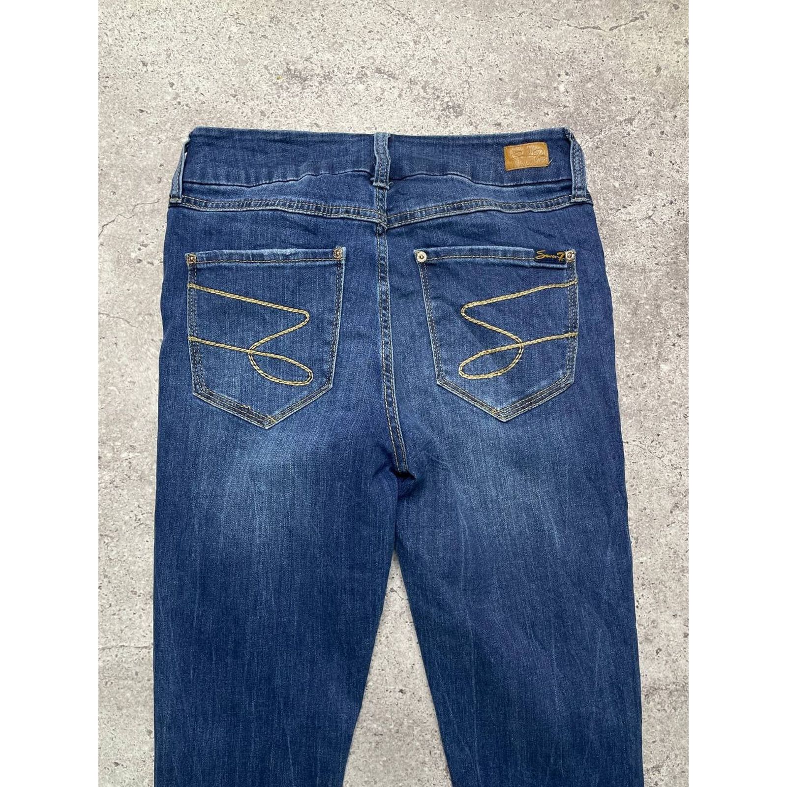 Vintage Vintage Seven7 Skinny Jeans Dark Wash Distressed Size 4 S Size 28" / US 6 / IT 42 - 8 Thumbnail