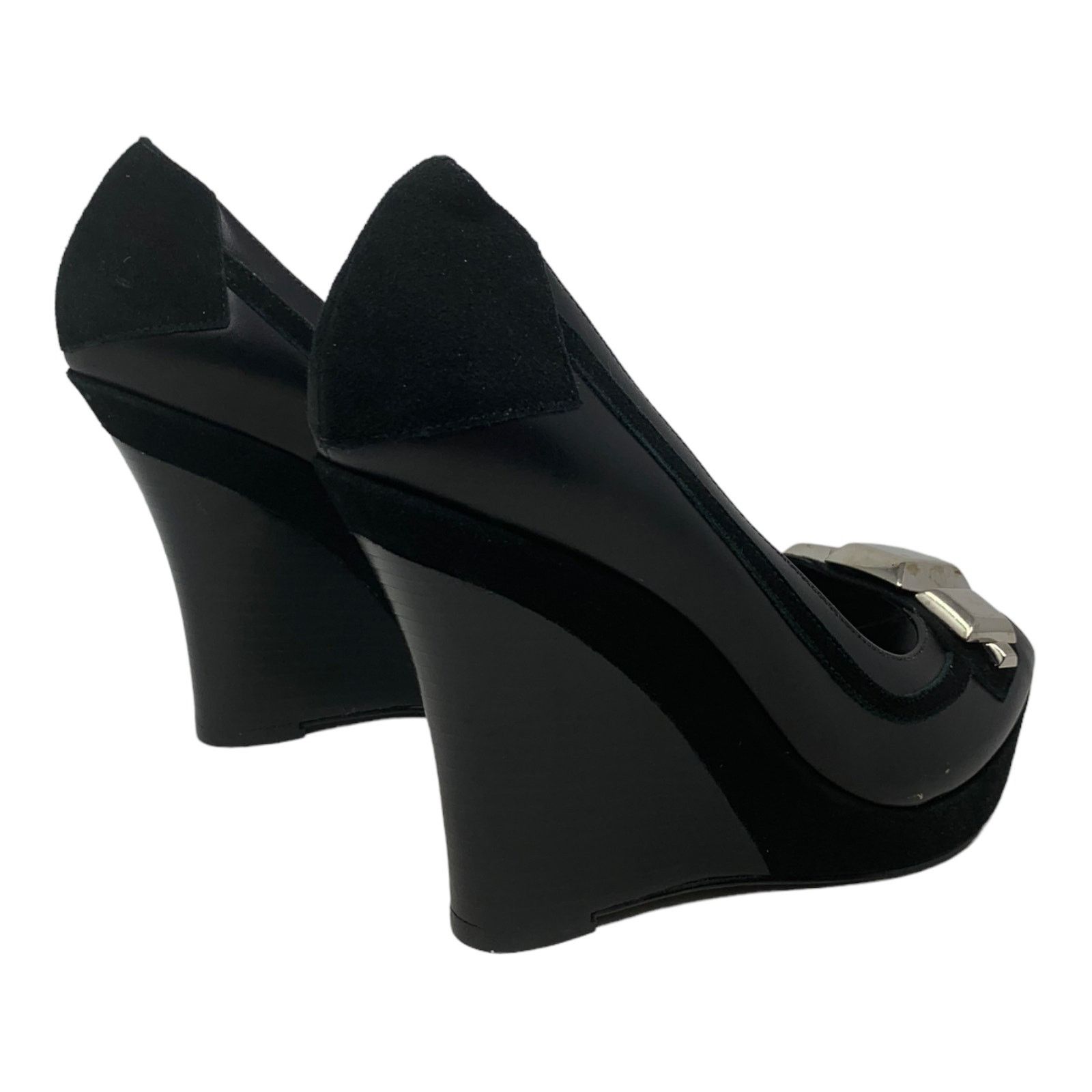 Karen Millen Karen Millen Black Leather Peep Toes Wedge Shoes size 39 - 8 Size US 8 / IT 38 - 6 Thumbnail