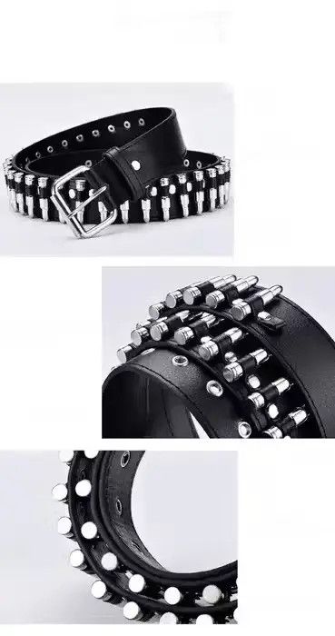 Jewelry Leather Wide Buckle Punk Rock Ammo Belt Size ONE SIZE - 3 Thumbnail
