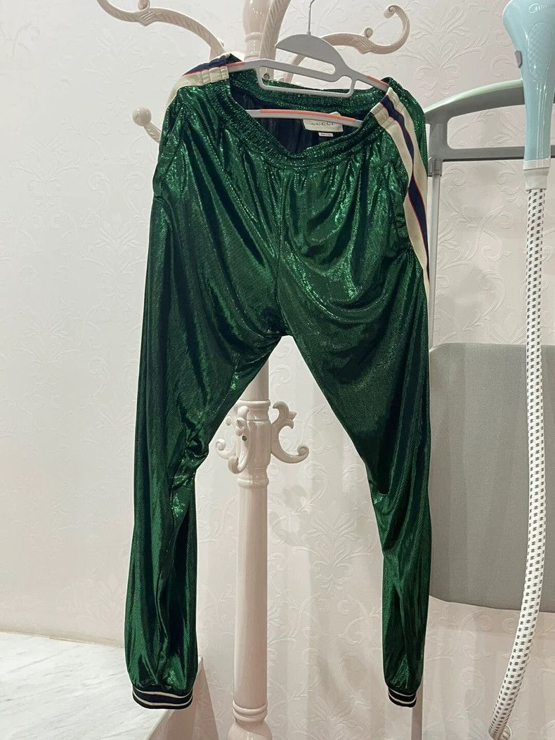 Gucci Gucci Size S Side strip shiny retro slim casual pants 2501- Size US 29 - 1 Thumbnail