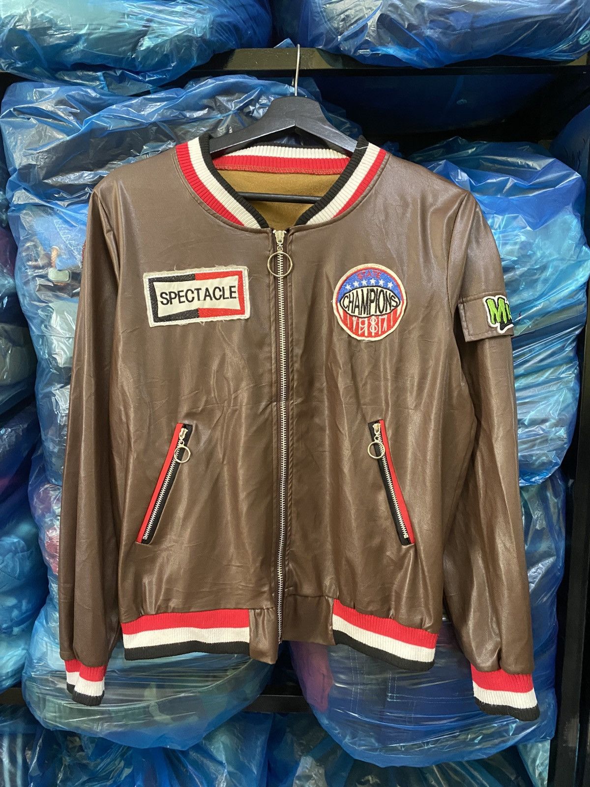 Other Vintage Strut Brown Bomber Jacket Patches Spectacle Varsity Size US S / EU 44-46 / 1 - 1 Thumbnail