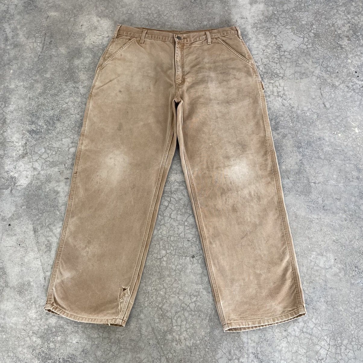 Carhartt Vintage Carhartt Faded Tan Dirty Carpenter Workwear Pants Size US 36 / EU 52 - 2 Thumbnail